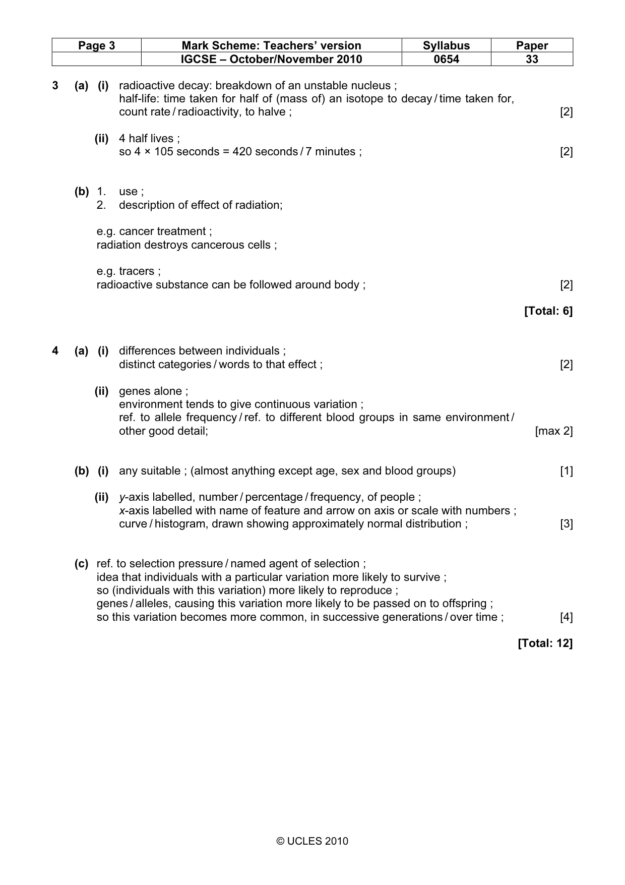 Mark scheme, page 3 of 6