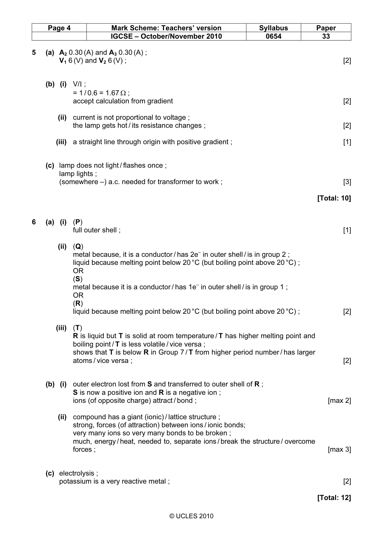 Mark scheme, page 4 of 6