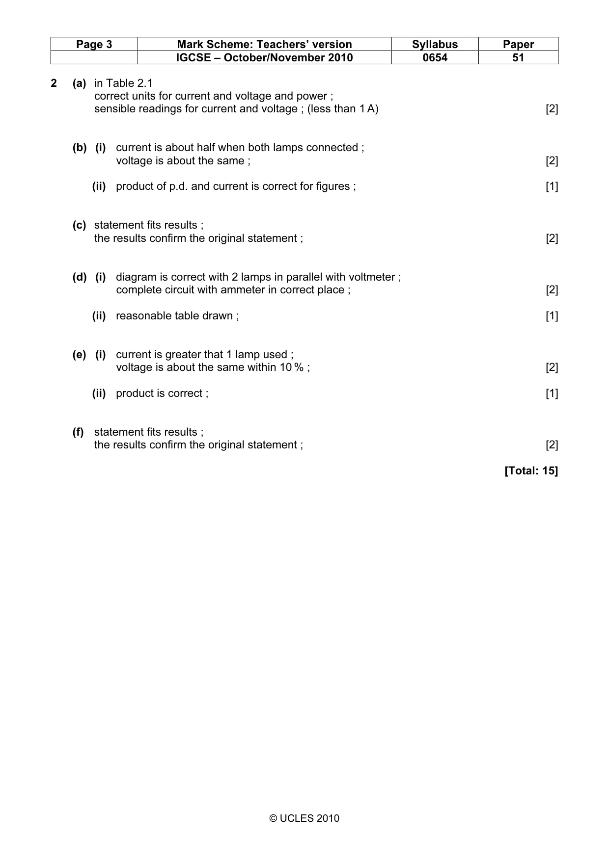 Mark scheme, page 3 of 4