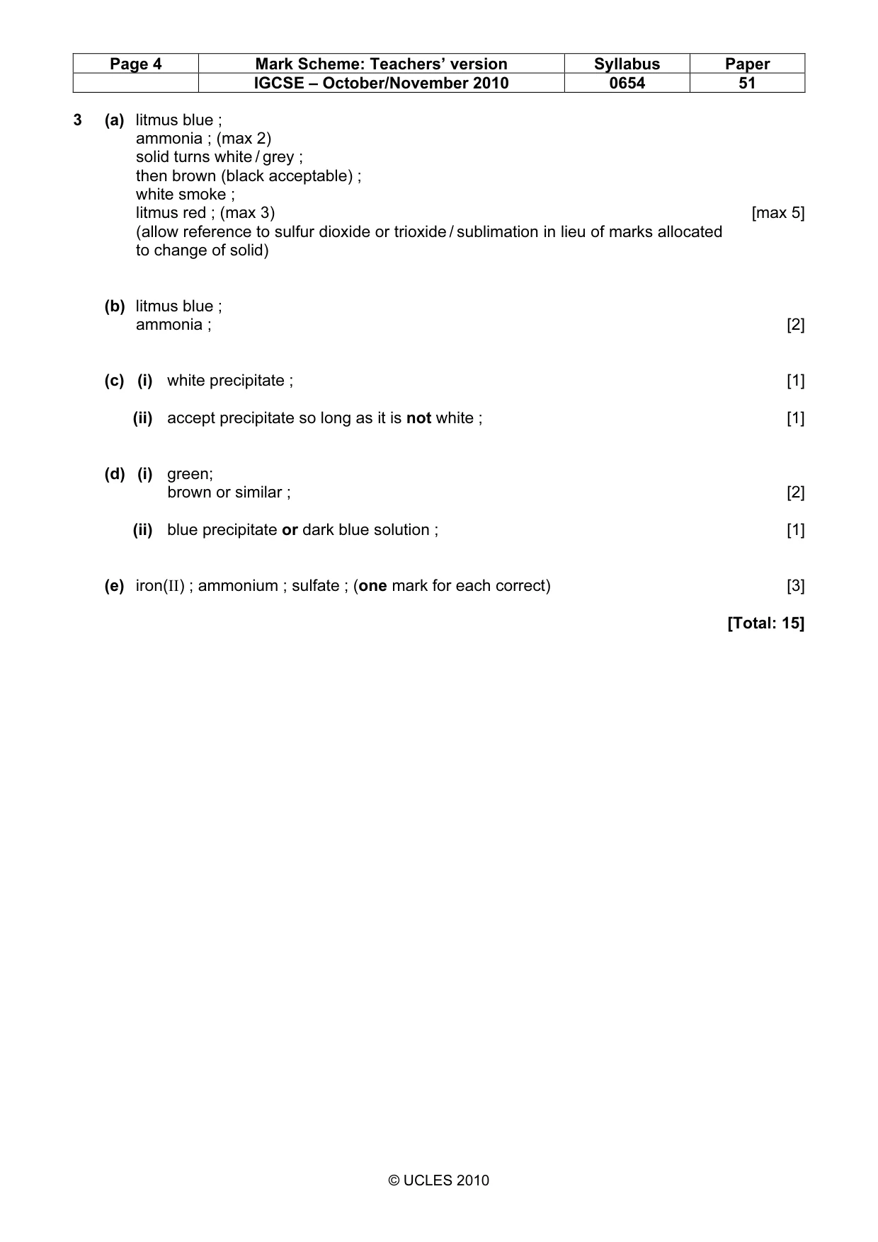 Mark scheme, page 4 of 4