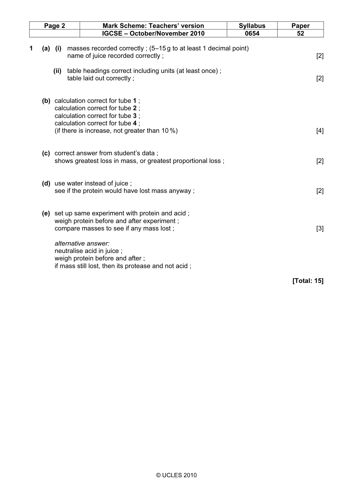 Mark scheme, page 2 of 4