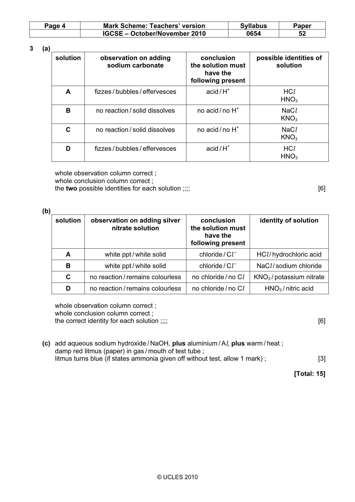 Mark scheme, page 4 of 4