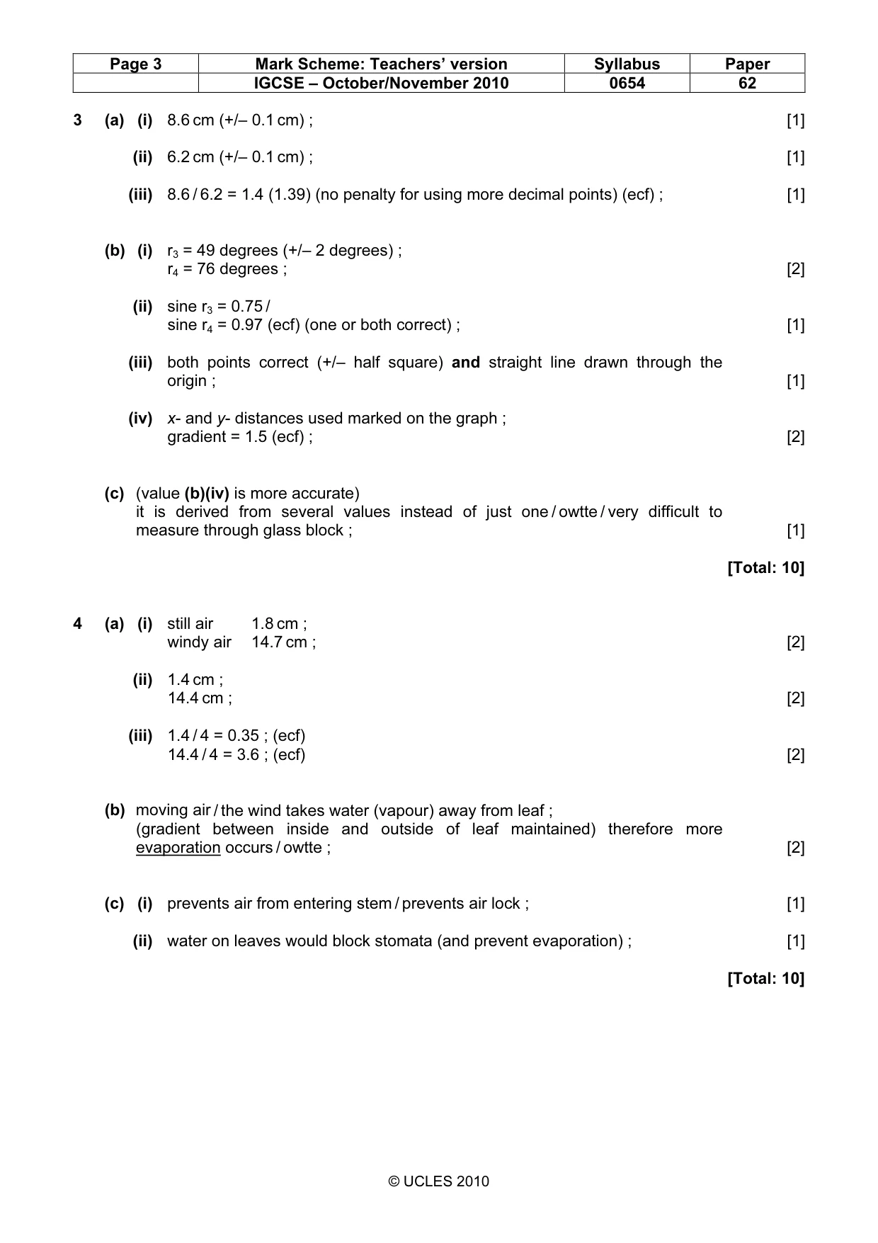 Mark scheme, page 3 of 5
