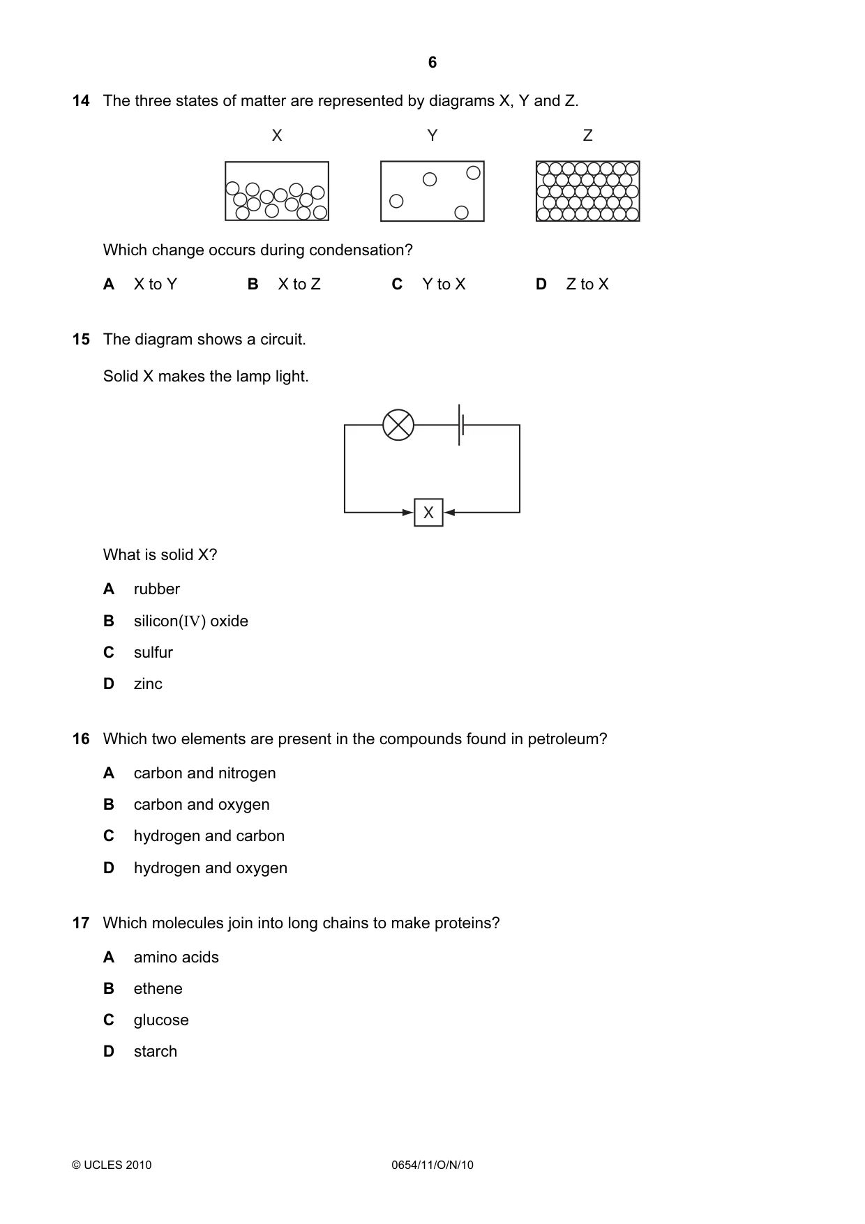 Cambridge IGCSE Sciences - Co-ordinated (Double) 0654 2010 Oct/Nov Paper 1 · Variant 1 question paper, page 6 of 20