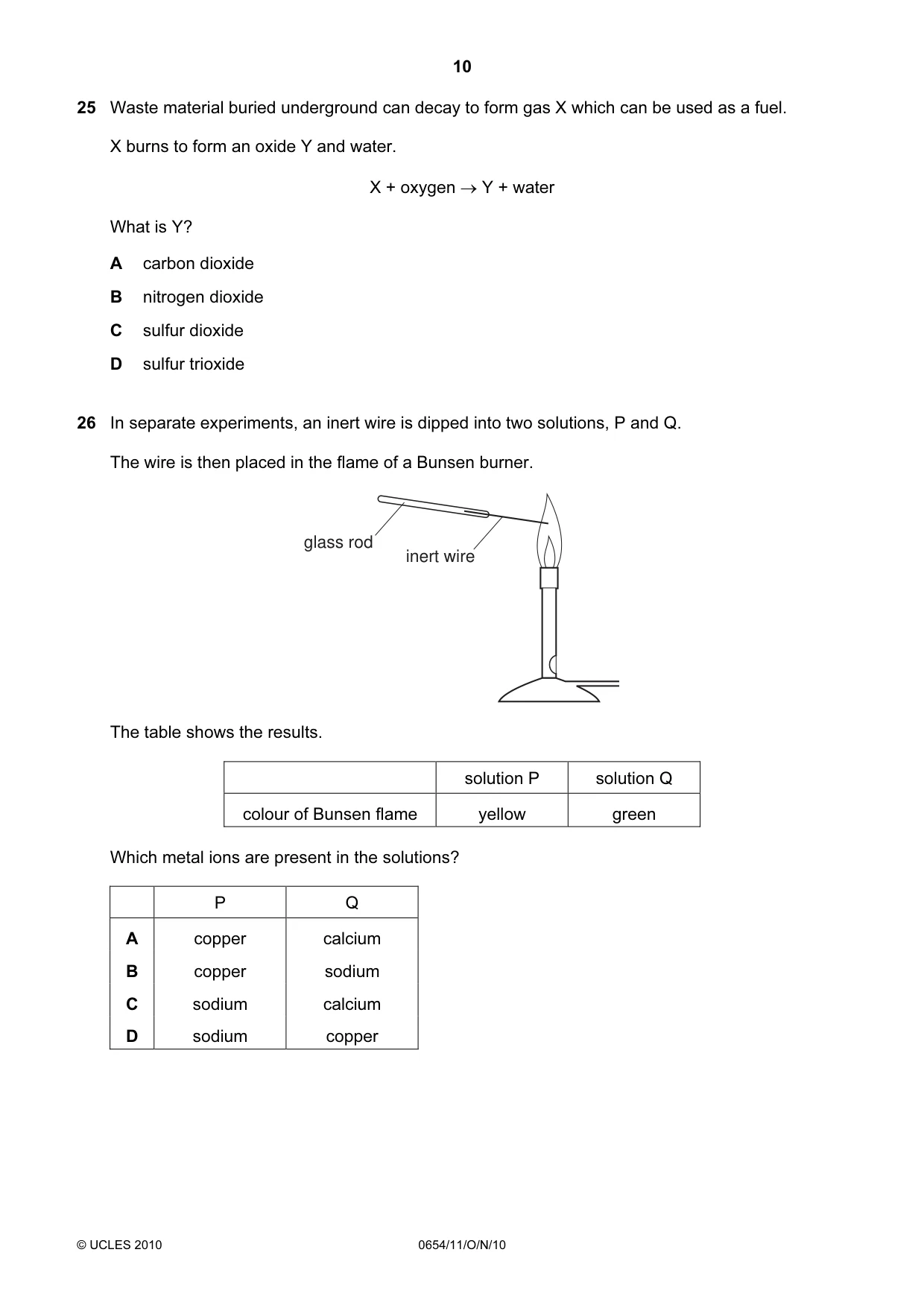 Cambridge IGCSE Sciences - Co-ordinated (Double) 0654 2010 Oct/Nov Paper 1 · Variant 1 question paper, page 10 of 20