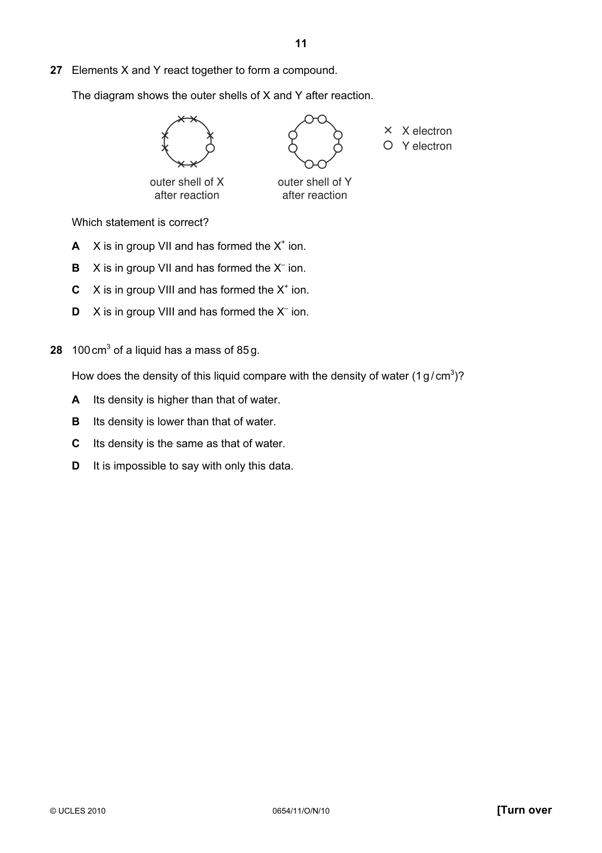 Cambridge IGCSE Sciences - Co-ordinated (Double) 0654 2010 Oct/Nov Paper 1 · Variant 1 question paper, page 11 of 20