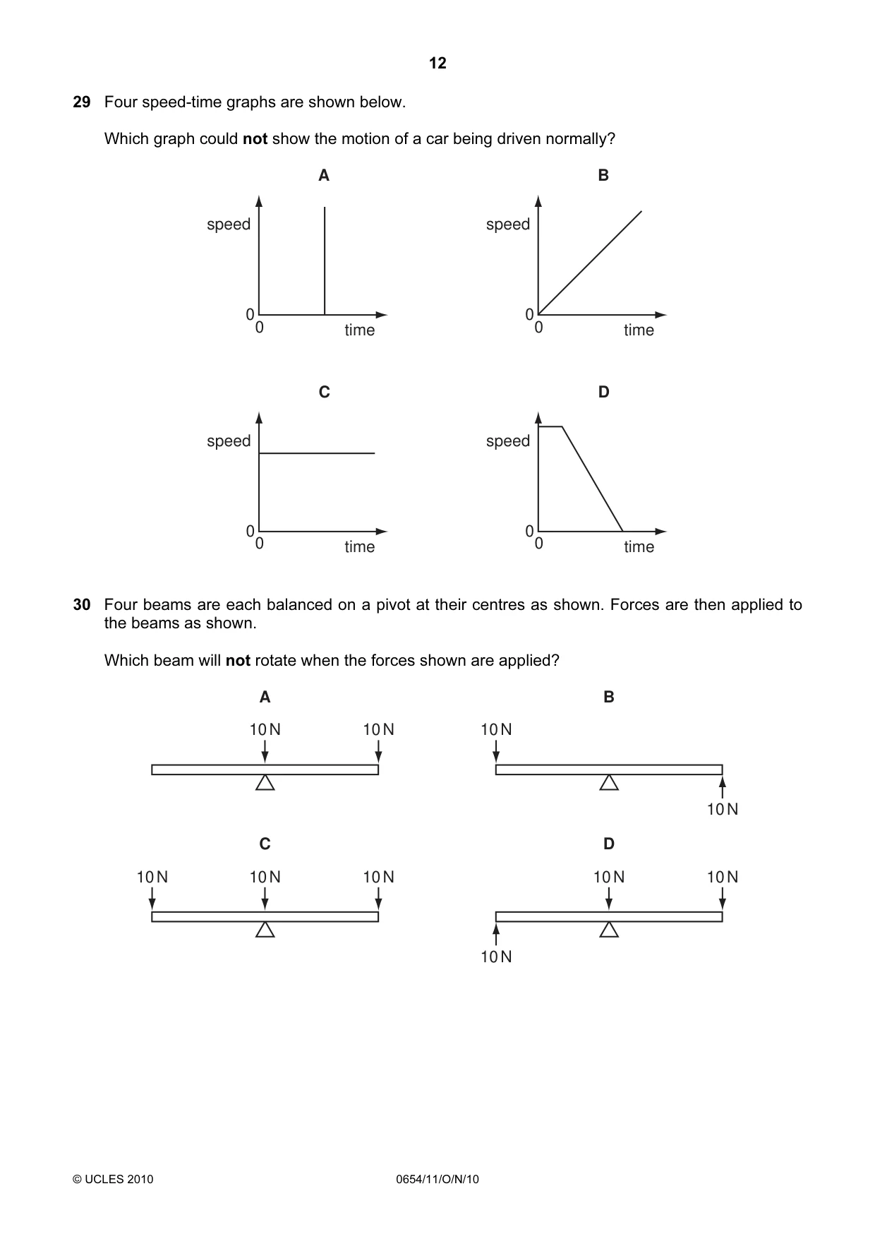 Cambridge IGCSE Sciences - Co-ordinated (Double) 0654 2010 Oct/Nov Paper 1 · Variant 1 question paper, page 12 of 20