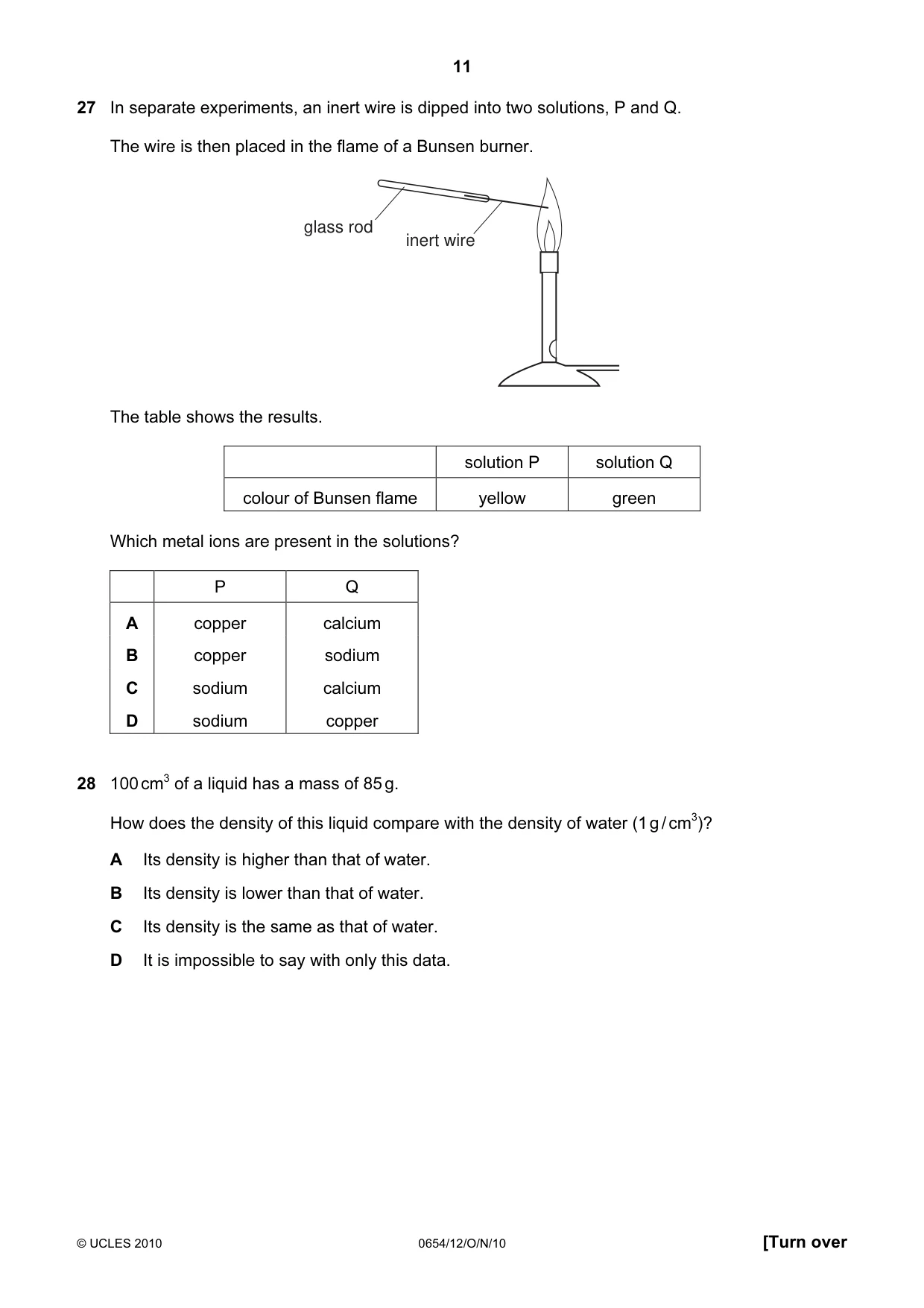 Cambridge IGCSE Sciences - Co-ordinated (Double) 0654 2010 Oct/Nov Paper 1 · Variant 2 question paper, page 11 of 20