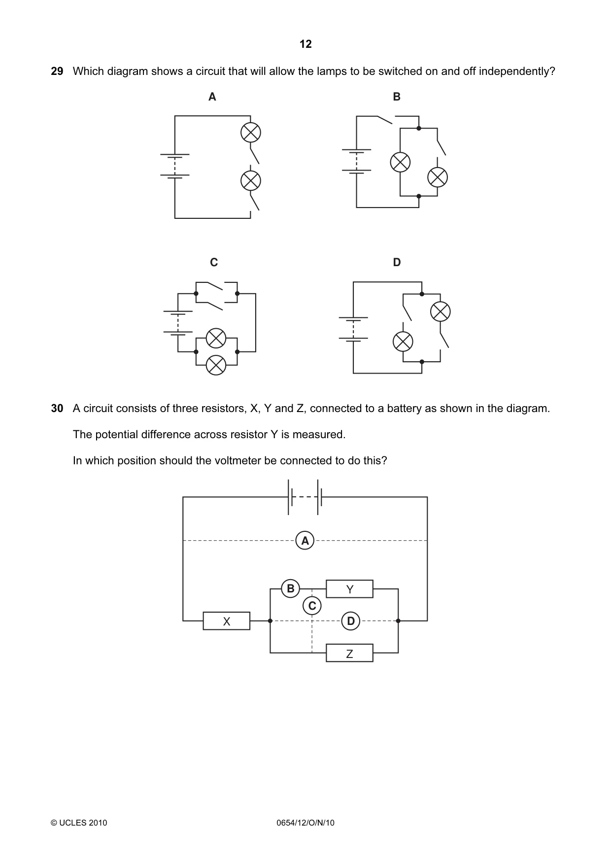 Cambridge IGCSE Sciences - Co-ordinated (Double) 0654 2010 Oct/Nov Paper 1 · Variant 2 question paper, page 12 of 20