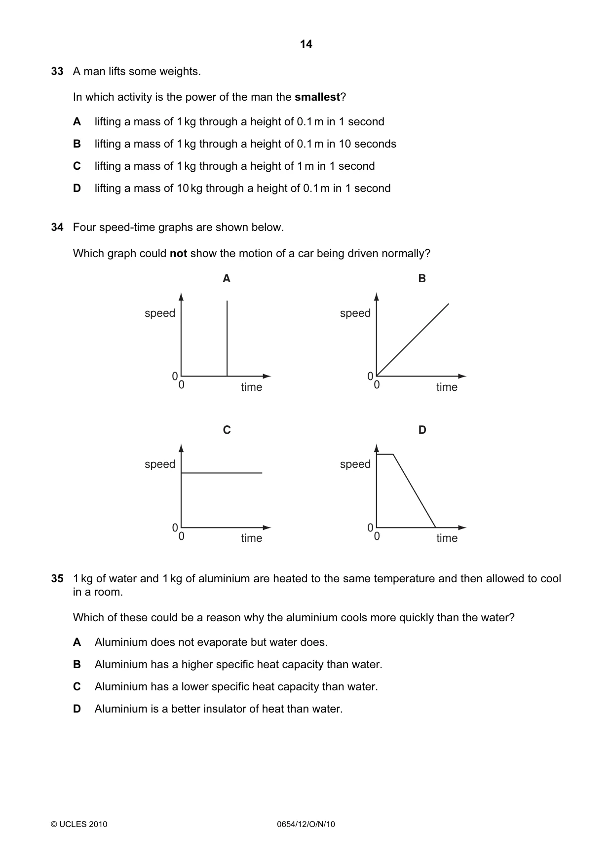Cambridge IGCSE Sciences - Co-ordinated (Double) 0654 2010 Oct/Nov Paper 1 · Variant 2 question paper, page 14 of 20