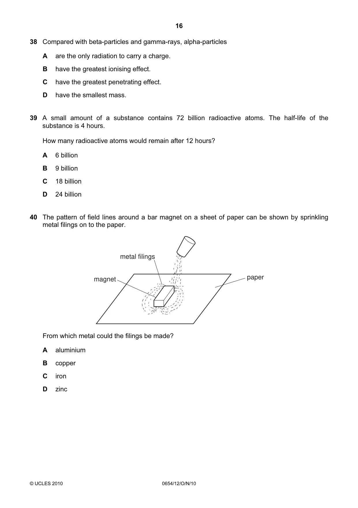 Cambridge IGCSE Sciences - Co-ordinated (Double) 0654 2010 Oct/Nov Paper 1 · Variant 2 question paper, page 16 of 20