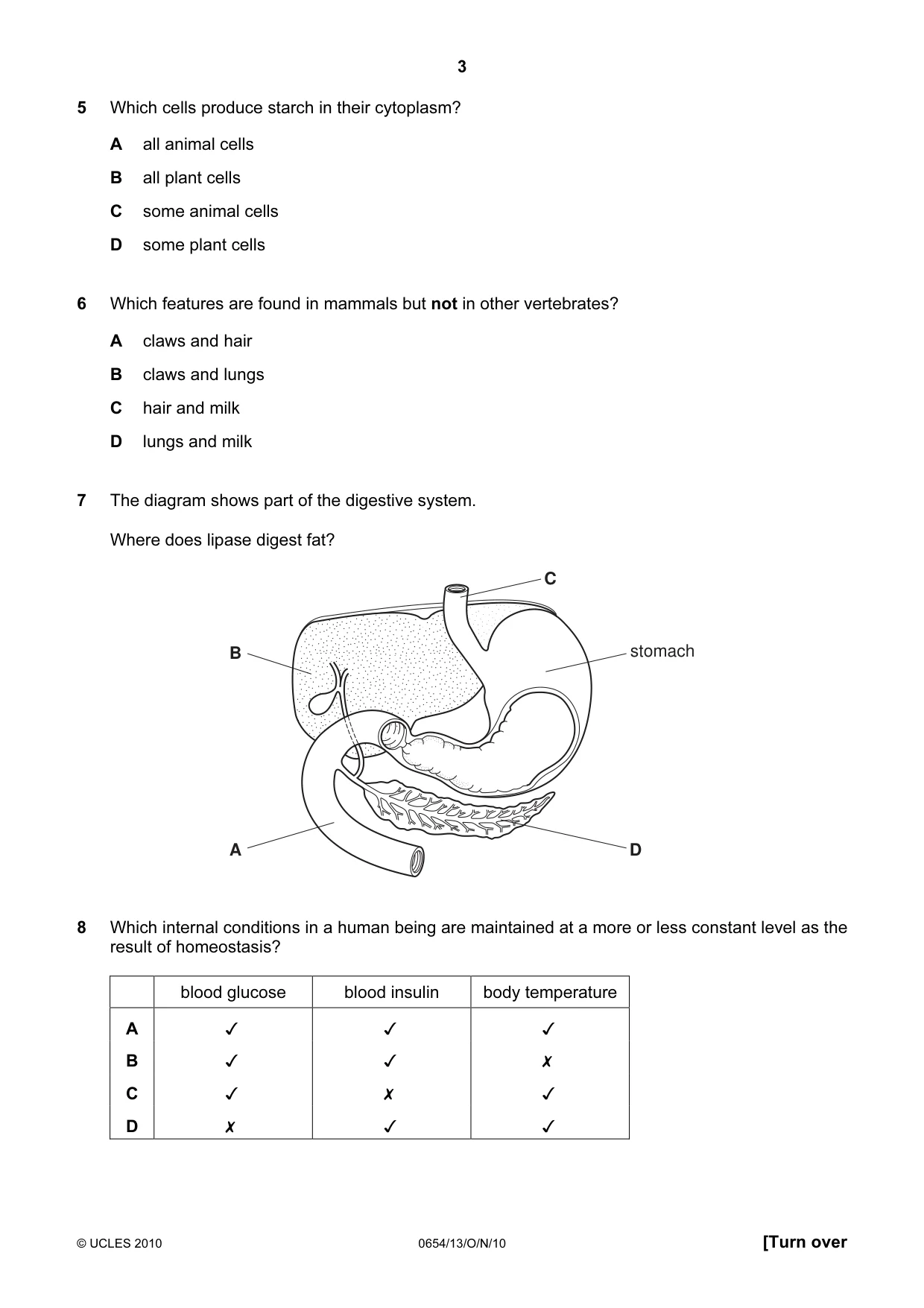 Cambridge IGCSE Sciences - Co-ordinated (Double) 0654 2010 Oct/Nov Paper 1 · Variant 3 question paper, page 3 of 20