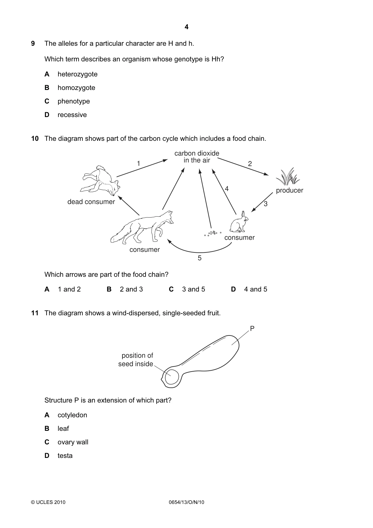 Cambridge IGCSE Sciences - Co-ordinated (Double) 0654 2010 Oct/Nov Paper 1 · Variant 3 question paper, page 4 of 20