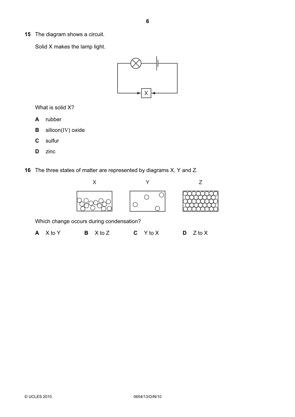 Cambridge IGCSE Sciences - Co-ordinated (Double) 0654 2010 Oct/Nov Paper 1 · Variant 3 question paper, page 6 of 20