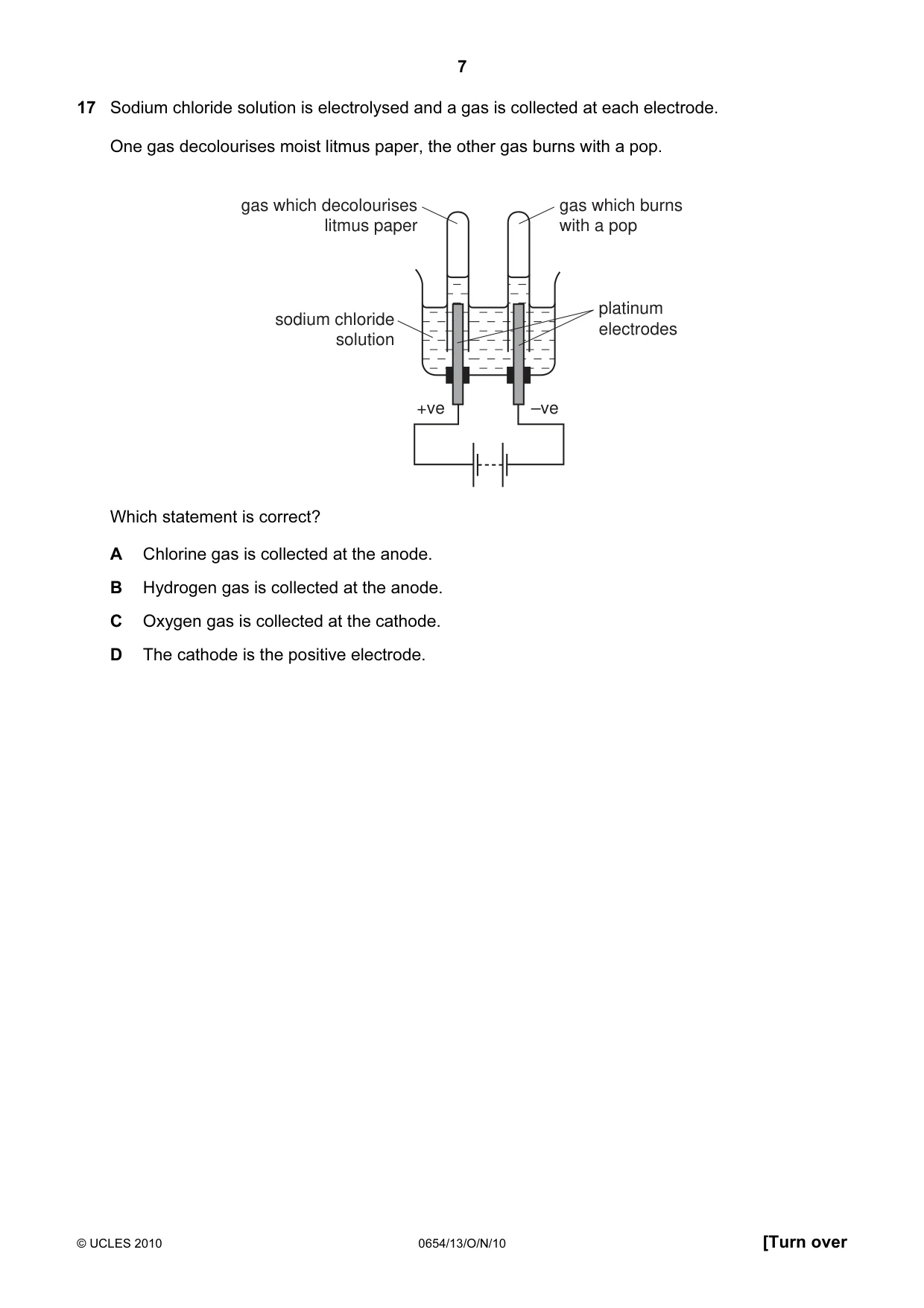 Cambridge IGCSE Sciences - Co-ordinated (Double) 0654 2010 Oct/Nov Paper 1 · Variant 3 question paper, page 7 of 20