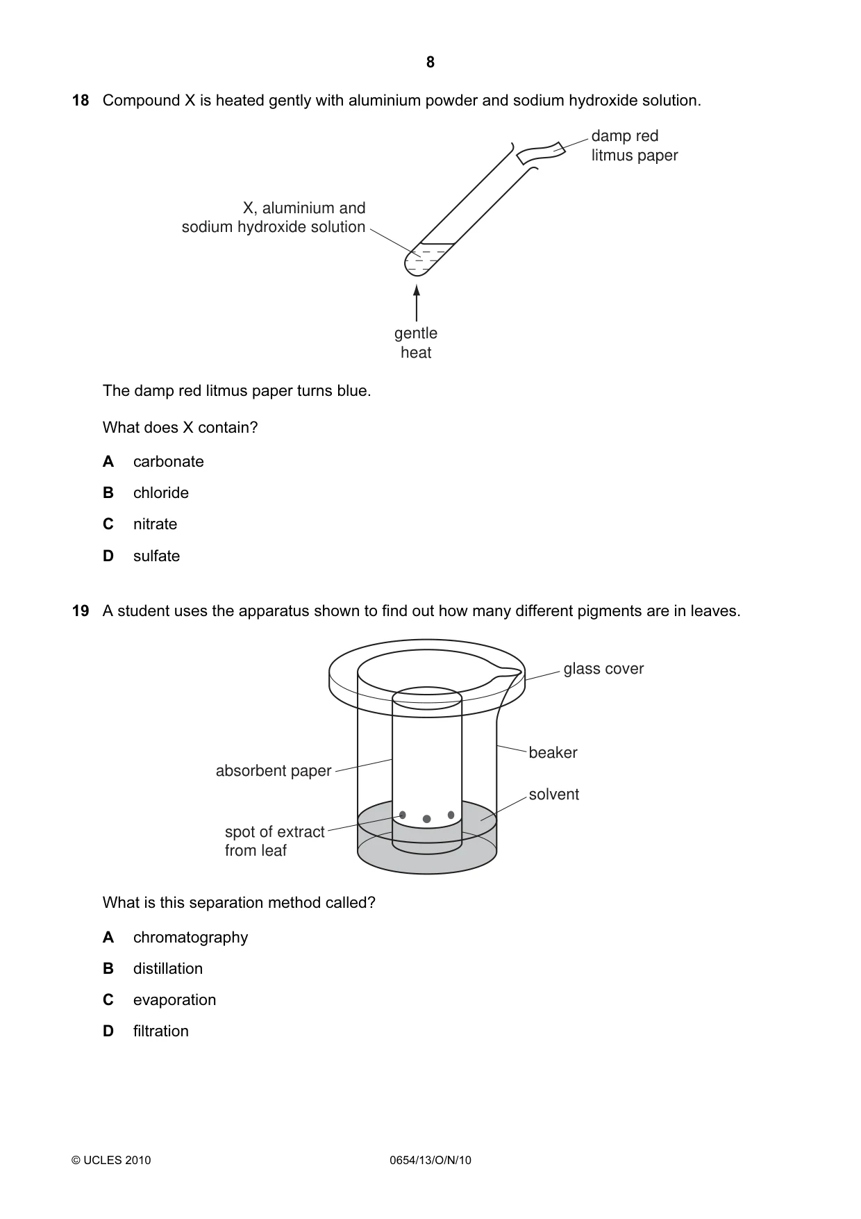 Cambridge IGCSE Sciences - Co-ordinated (Double) 0654 2010 Oct/Nov Paper 1 · Variant 3 question paper, page 8 of 20