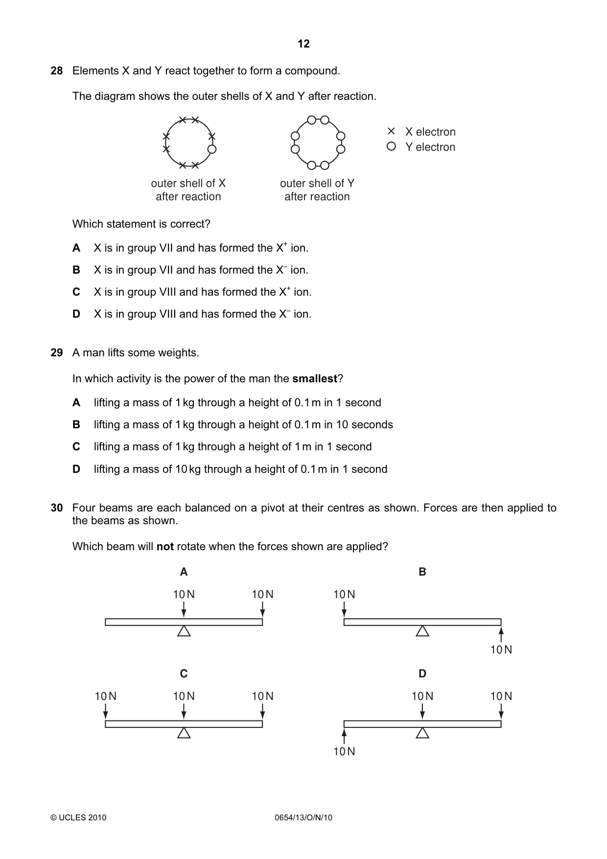 Cambridge IGCSE Sciences - Co-ordinated (Double) 0654 2010 Oct/Nov Paper 1 · Variant 3 question paper, page 12 of 20