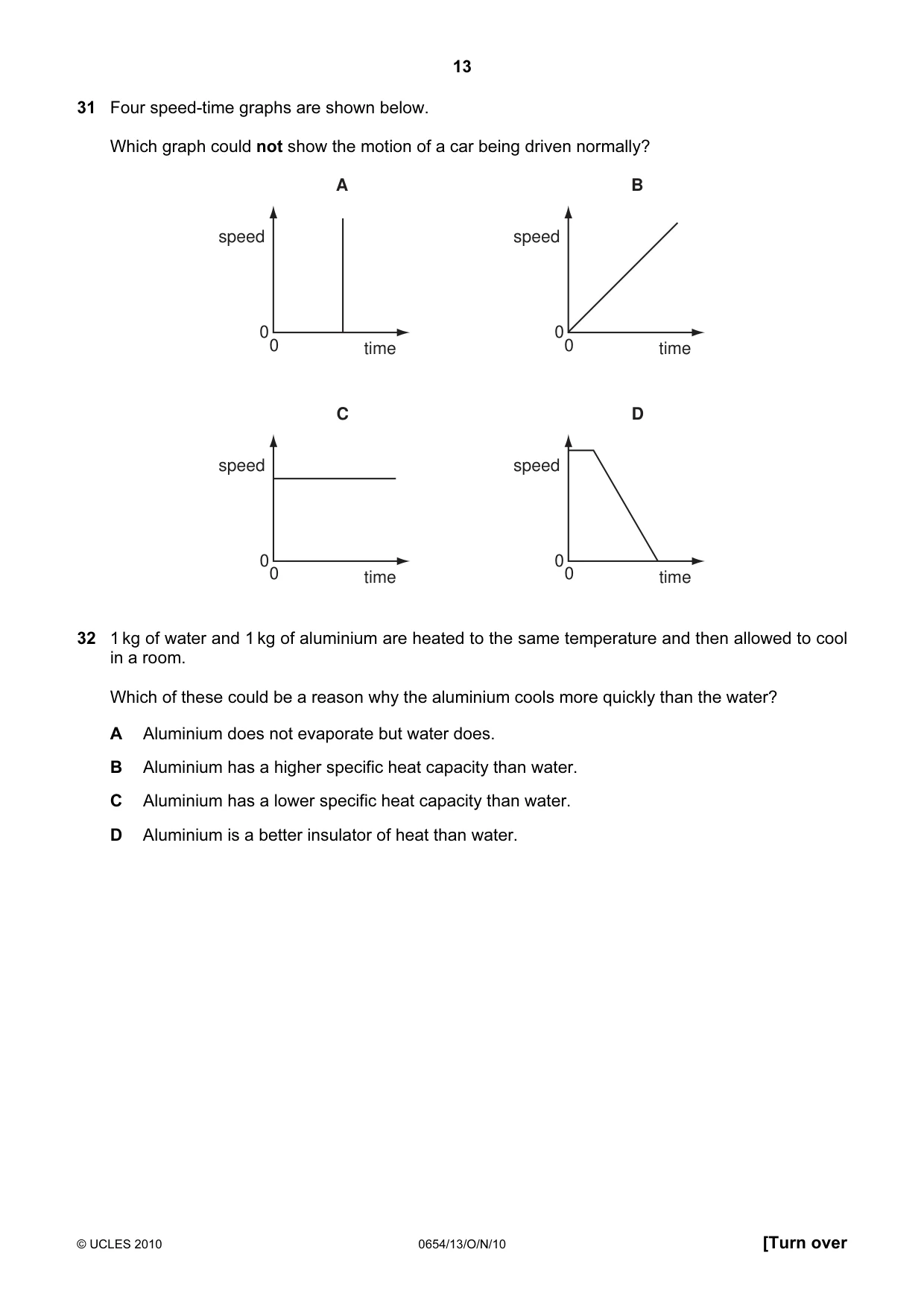 Cambridge IGCSE Sciences - Co-ordinated (Double) 0654 2010 Oct/Nov Paper 1 · Variant 3 question paper, page 13 of 20