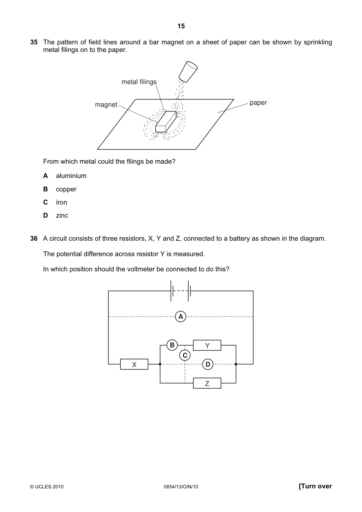 Cambridge IGCSE Sciences - Co-ordinated (Double) 0654 2010 Oct/Nov Paper 1 · Variant 3 question paper, page 15 of 20