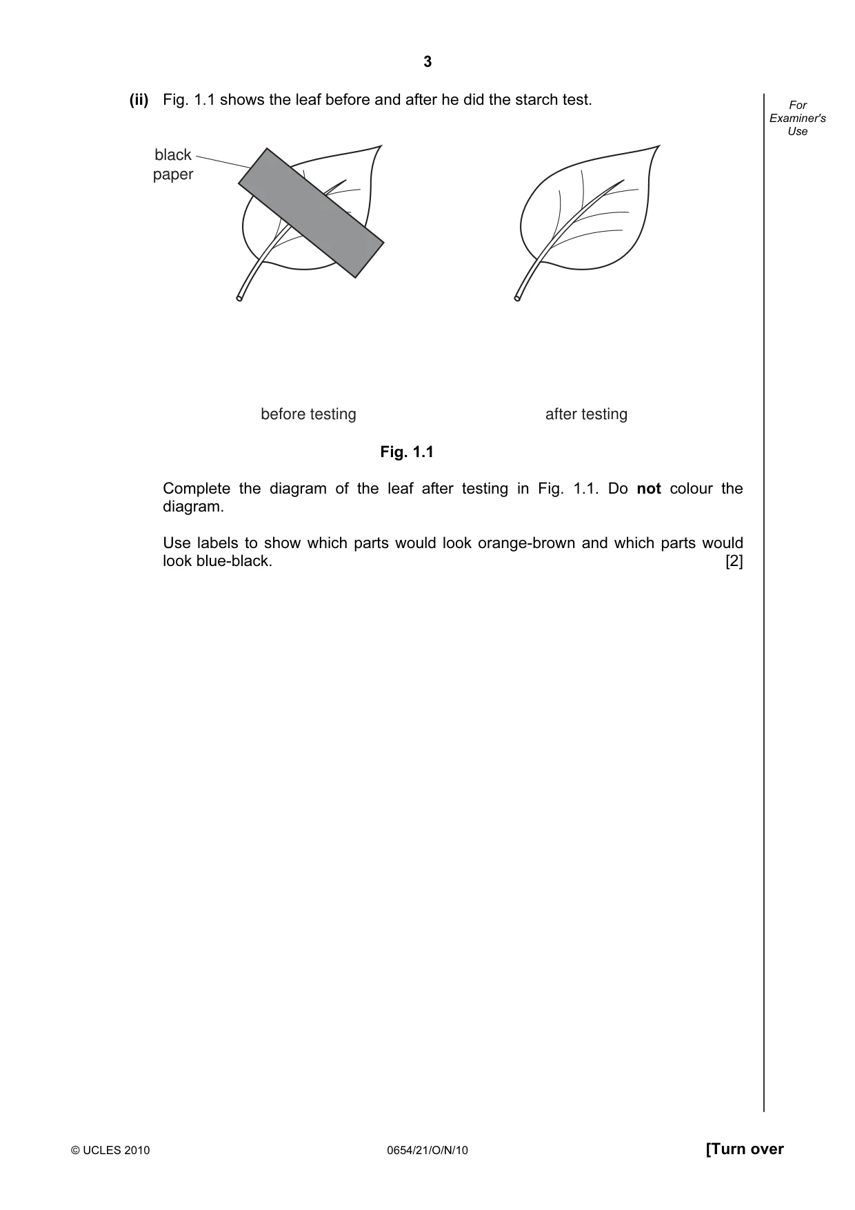 Cambridge IGCSE Sciences - Co-ordinated (Double) 0654 2010 Oct/Nov Paper 2 · Variant 1 question paper, page 3 of 28