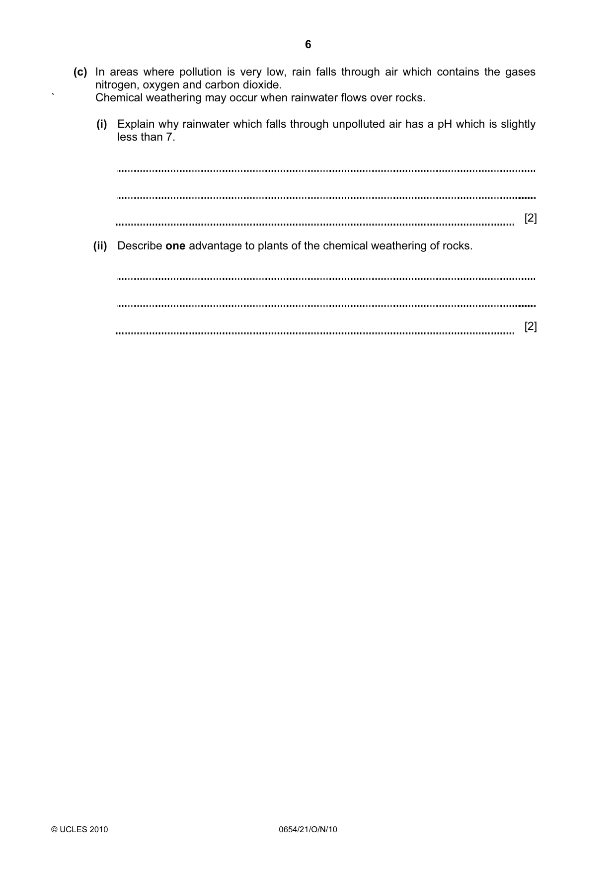 Cambridge IGCSE Sciences - Co-ordinated (Double) 0654 2010 Oct/Nov Paper 2 · Variant 1 question paper, page 6 of 28