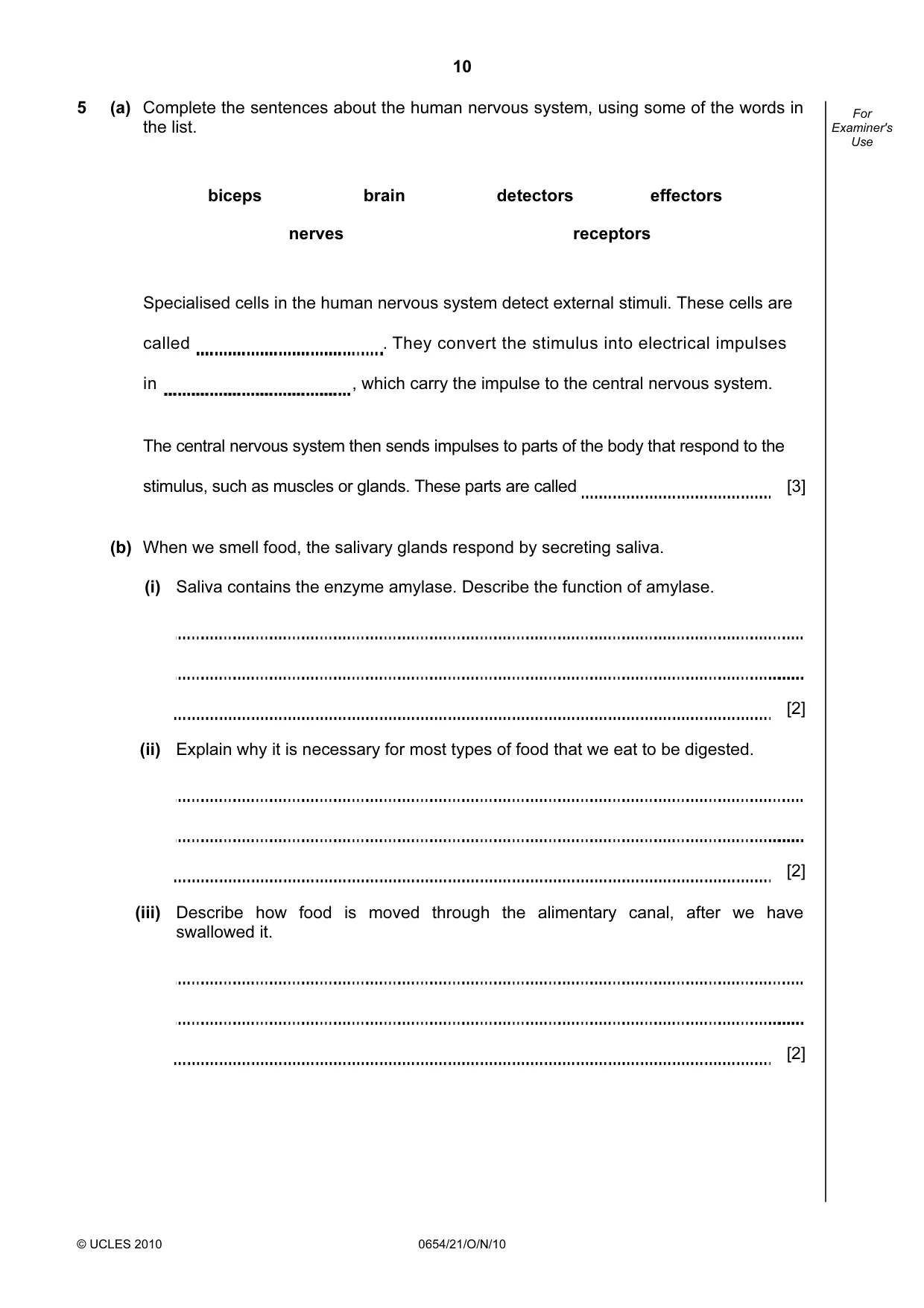 Cambridge IGCSE Sciences - Co-ordinated (Double) 0654 2010 Oct/Nov Paper 2 · Variant 1 question paper, page 10 of 28