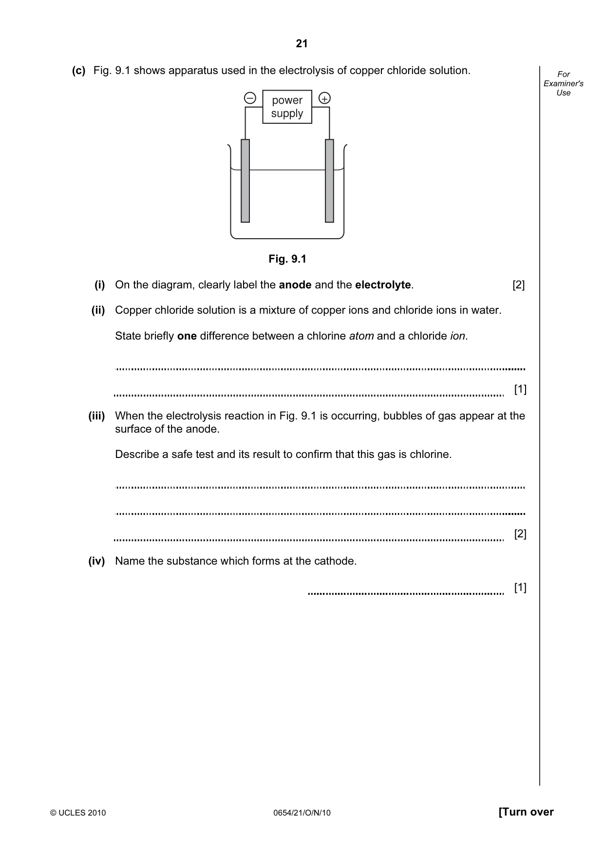Cambridge IGCSE Sciences - Co-ordinated (Double) 0654 2010 Oct/Nov Paper 2 · Variant 1 question paper, page 21 of 28