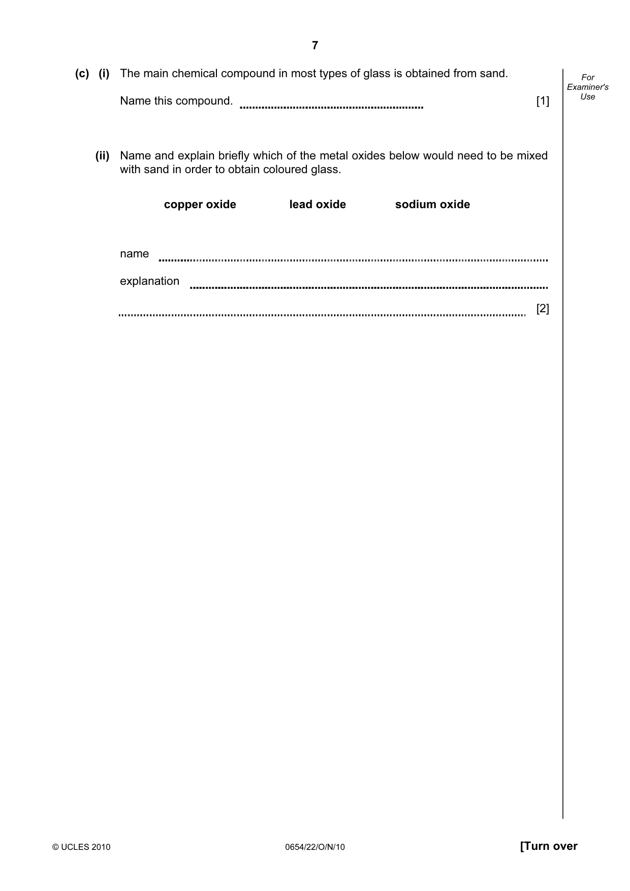 Cambridge IGCSE Sciences - Co-ordinated (Double) 0654 2010 Oct/Nov Paper 2 · Variant 2 question paper, page 7 of 24