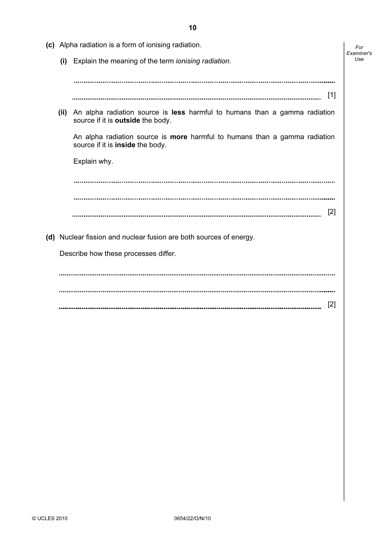 Cambridge IGCSE Sciences - Co-ordinated (Double) 0654 2010 Oct/Nov Paper 2 · Variant 2 question paper, page 10 of 24