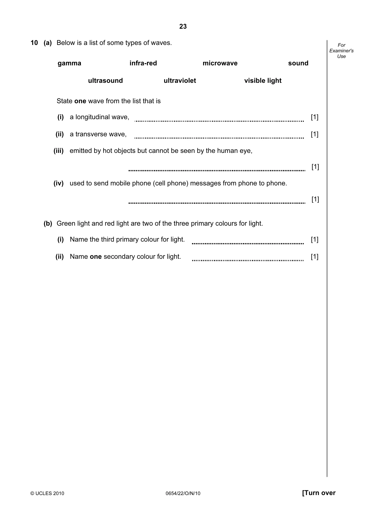 Cambridge IGCSE Sciences - Co-ordinated (Double) 0654 2010 Oct/Nov Paper 2 · Variant 2 question paper, page 23 of 24