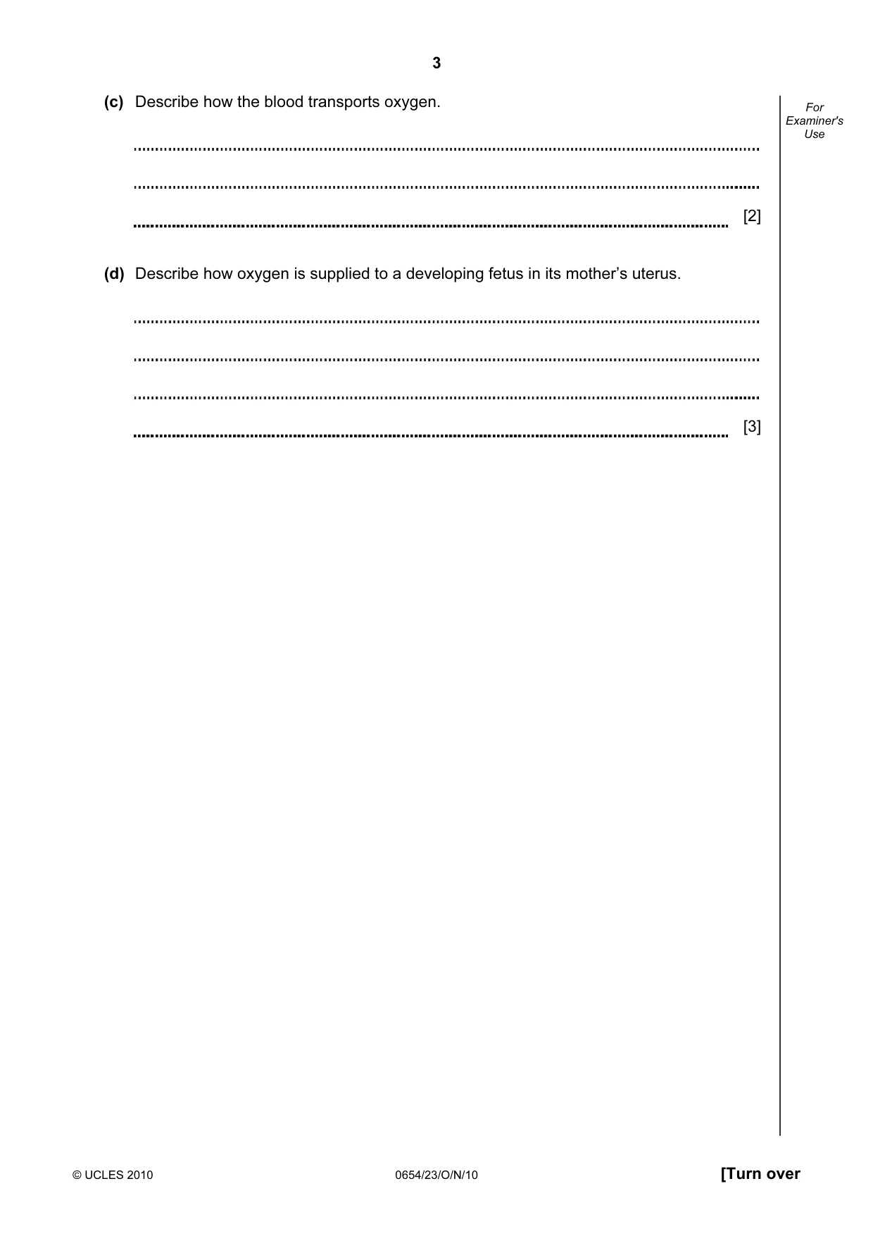 Cambridge IGCSE Sciences - Co-ordinated (Double) 0654 2010 Oct/Nov Paper 2 · Variant 3 question paper, page 3 of 24