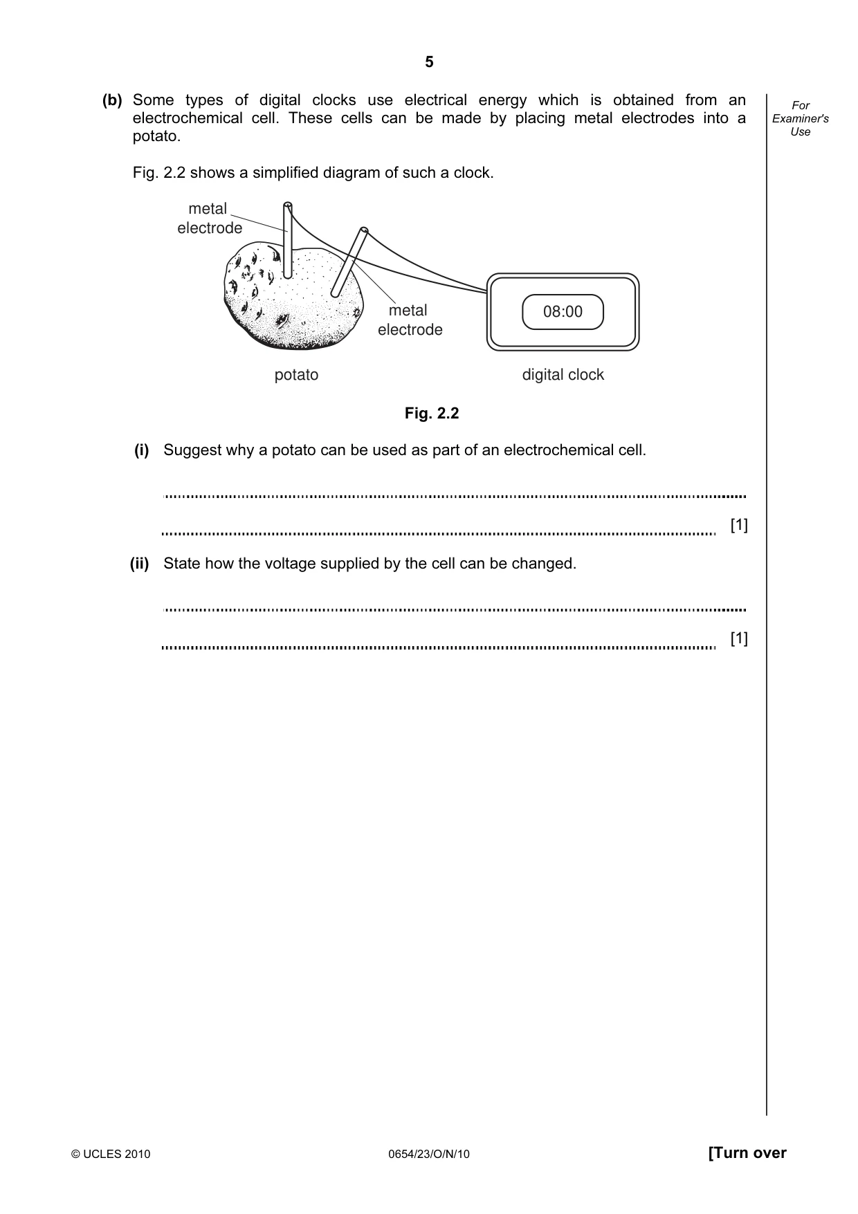 Cambridge IGCSE Sciences - Co-ordinated (Double) 0654 2010 Oct/Nov Paper 2 · Variant 3 question paper, page 5 of 24
