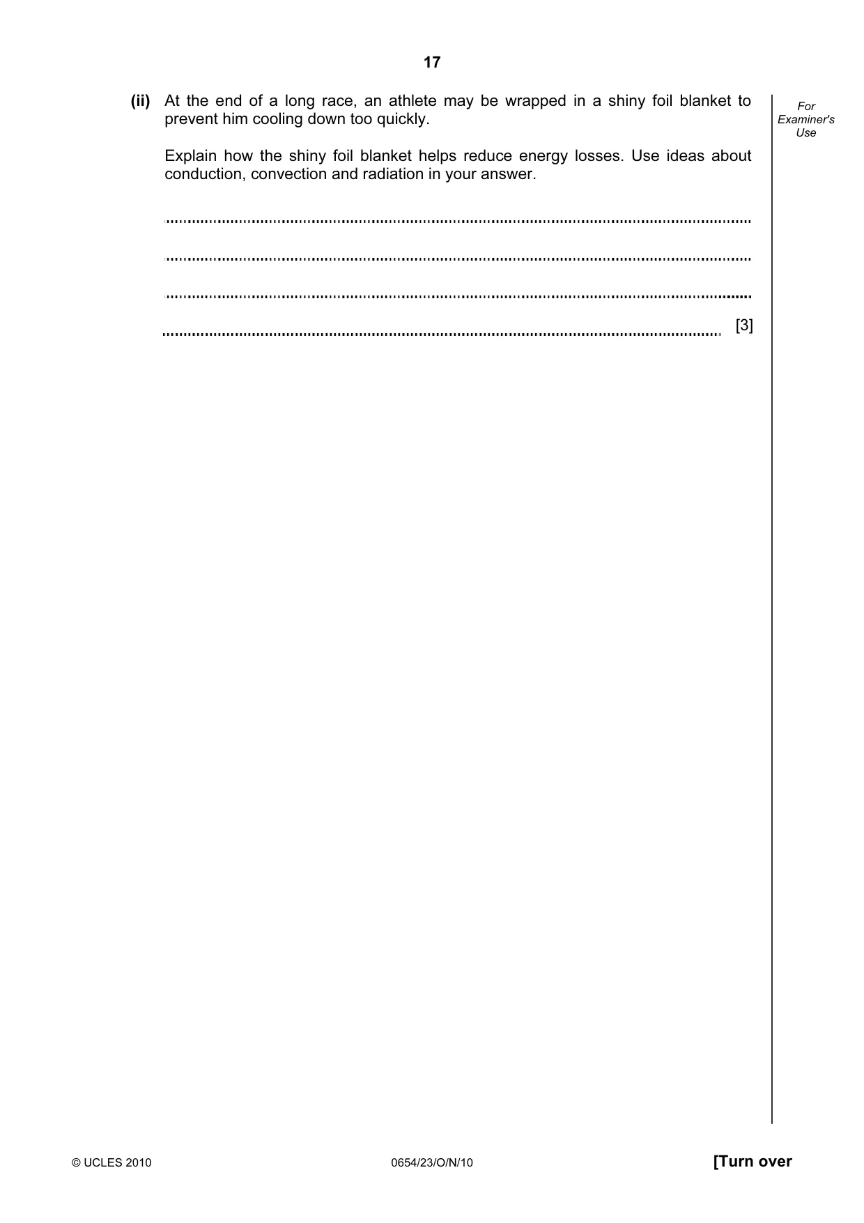 Cambridge IGCSE Sciences - Co-ordinated (Double) 0654 2010 Oct/Nov Paper 2 · Variant 3 question paper, page 17 of 24