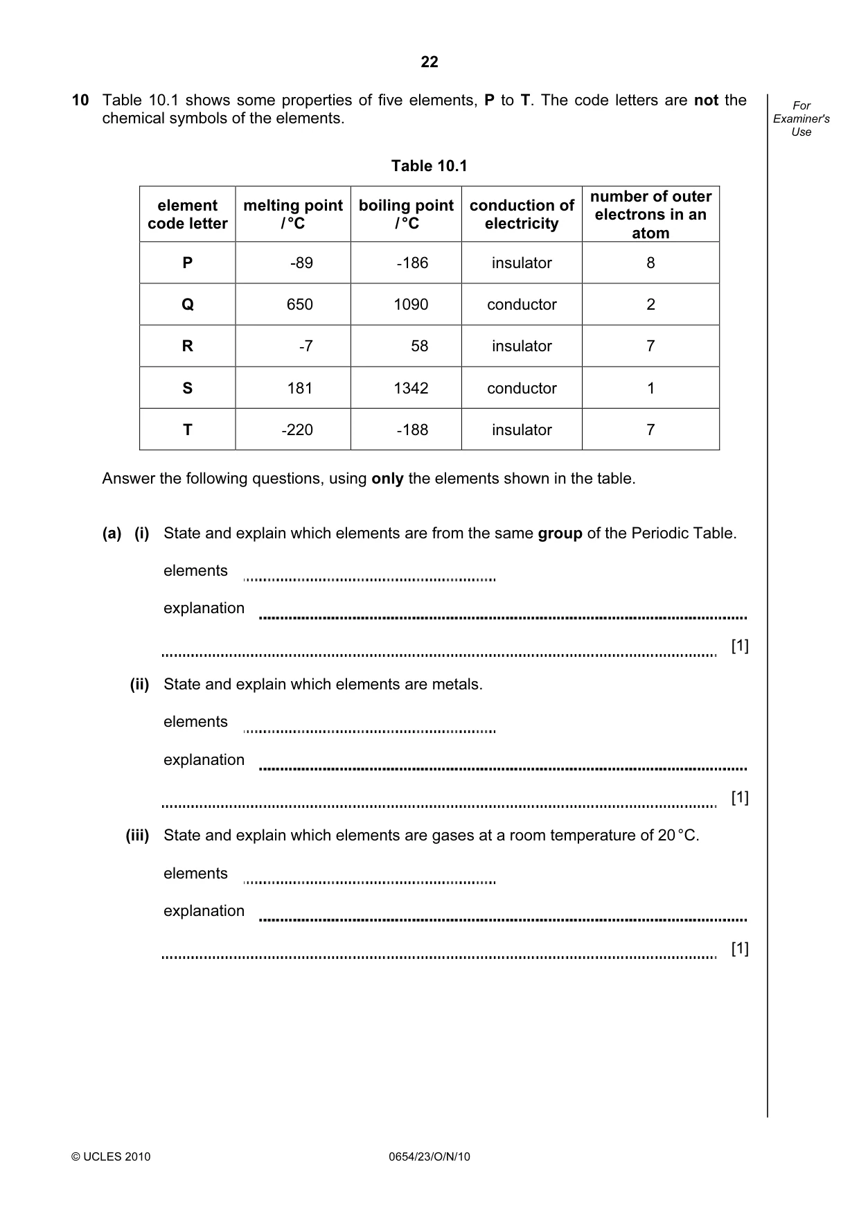 Cambridge IGCSE Sciences - Co-ordinated (Double) 0654 2010 Oct/Nov Paper 2 · Variant 3 question paper, page 22 of 24