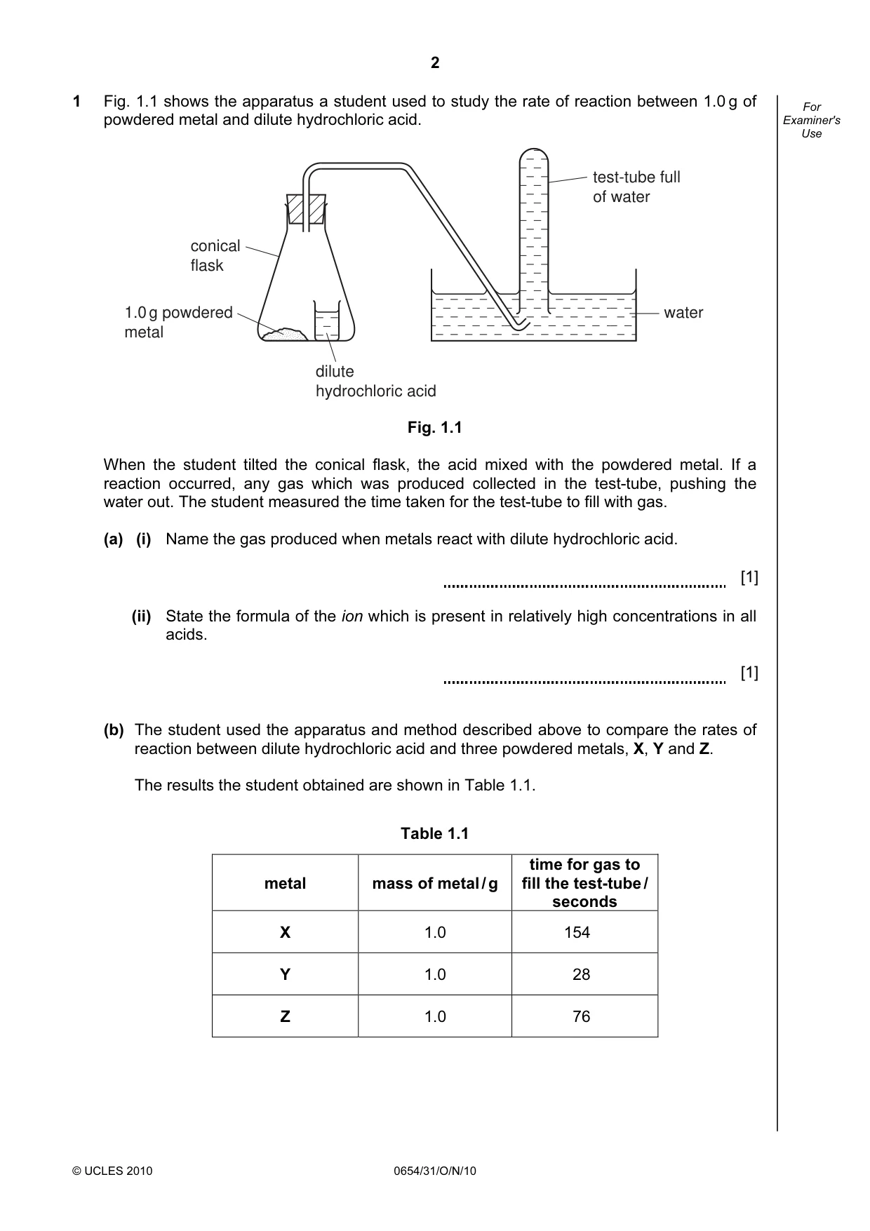 Cambridge IGCSE Sciences - Co-ordinated (Double) 0654 2010 Oct/Nov Paper 3 · Variant 1 question paper, page 2 of 28