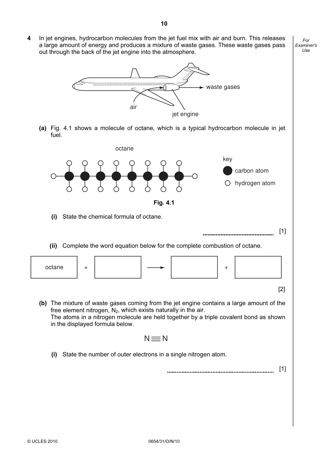 Cambridge IGCSE Sciences - Co-ordinated (Double) 0654 2010 Oct/Nov Paper 3 · Variant 1 question paper, page 10 of 28