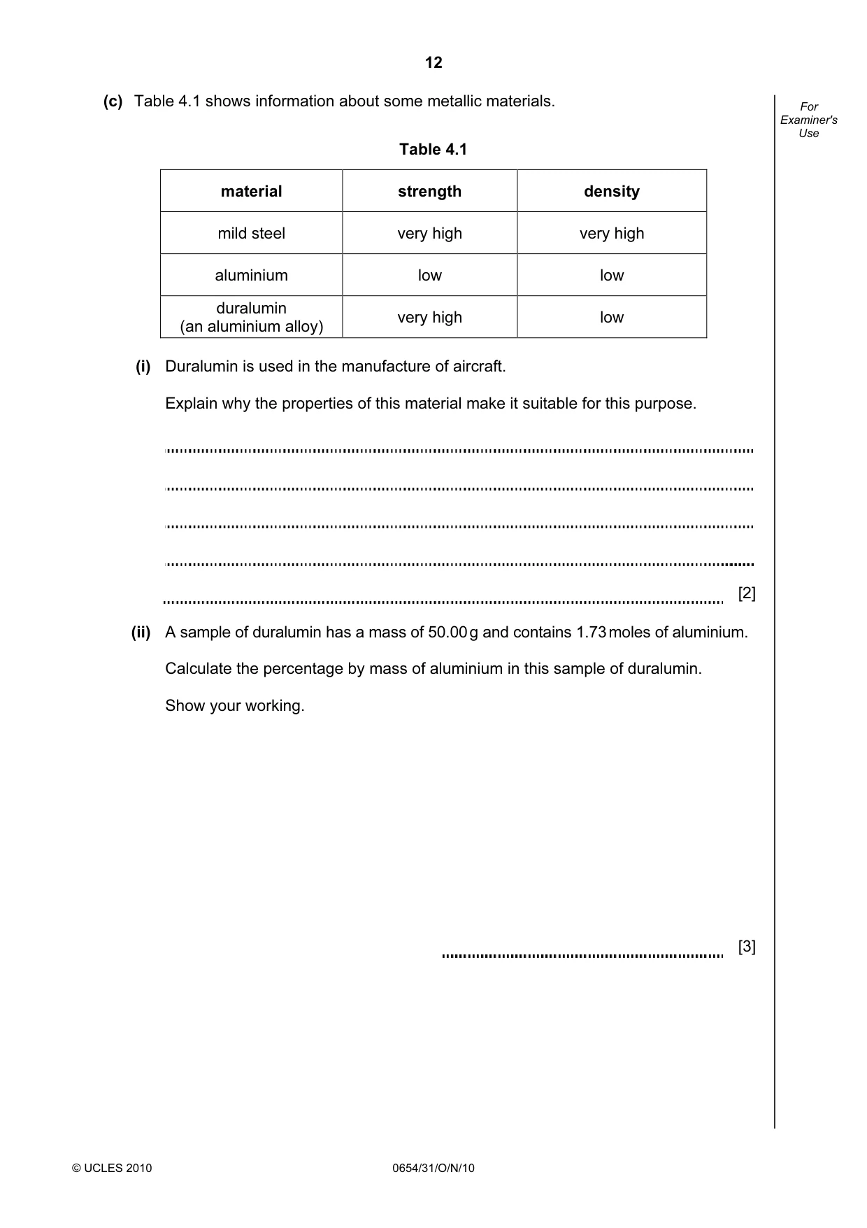 Cambridge IGCSE Sciences - Co-ordinated (Double) 0654 2010 Oct/Nov Paper 3 · Variant 1 question paper, page 12 of 28