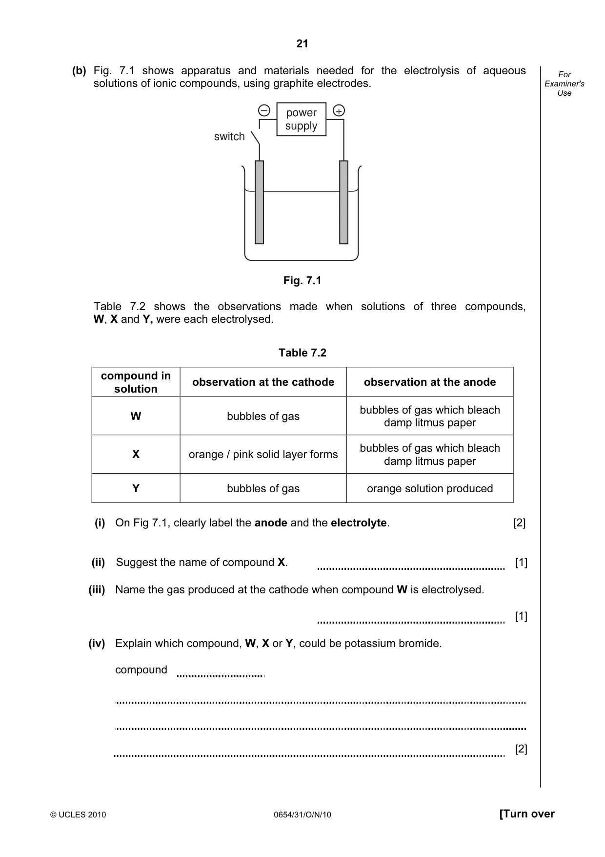 Cambridge IGCSE Sciences - Co-ordinated (Double) 0654 2010 Oct/Nov Paper 3 · Variant 1 question paper, page 21 of 28