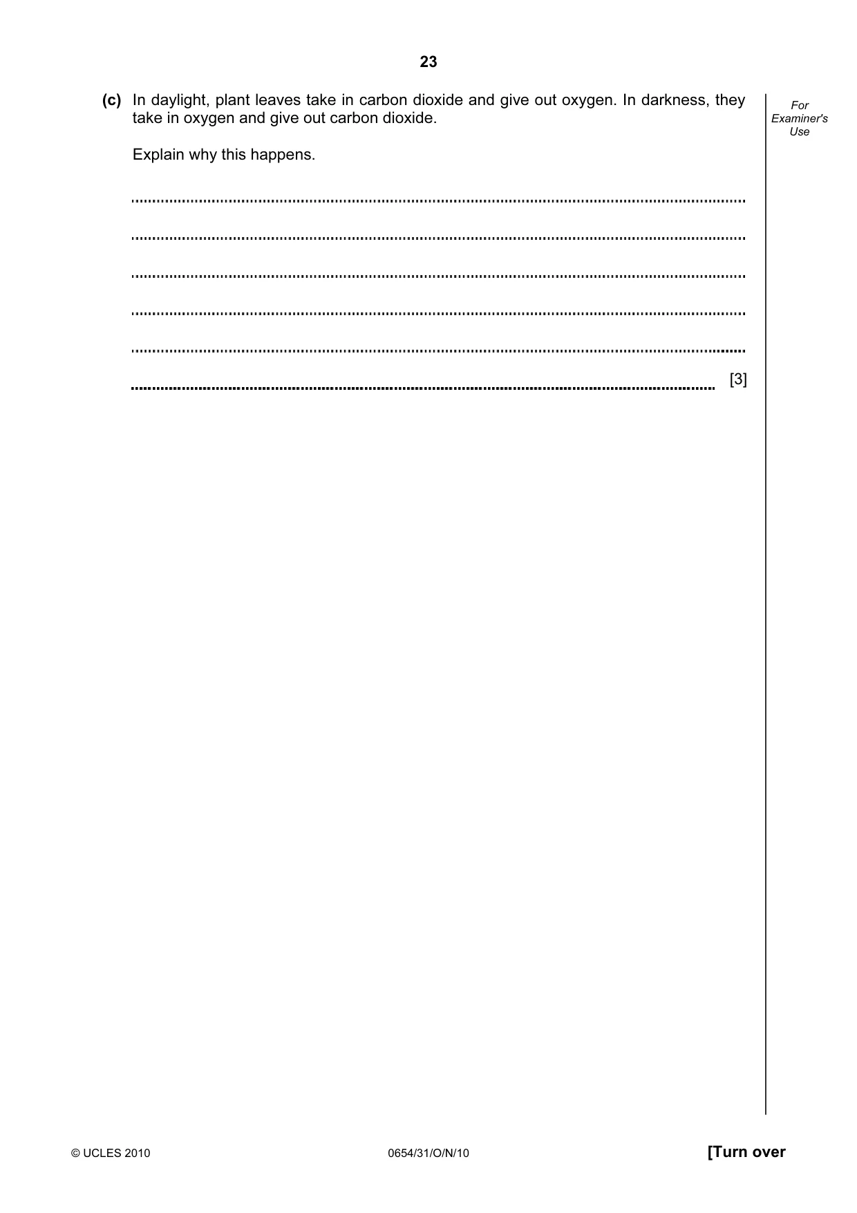 Cambridge IGCSE Sciences - Co-ordinated (Double) 0654 2010 Oct/Nov Paper 3 · Variant 1 question paper, page 23 of 28