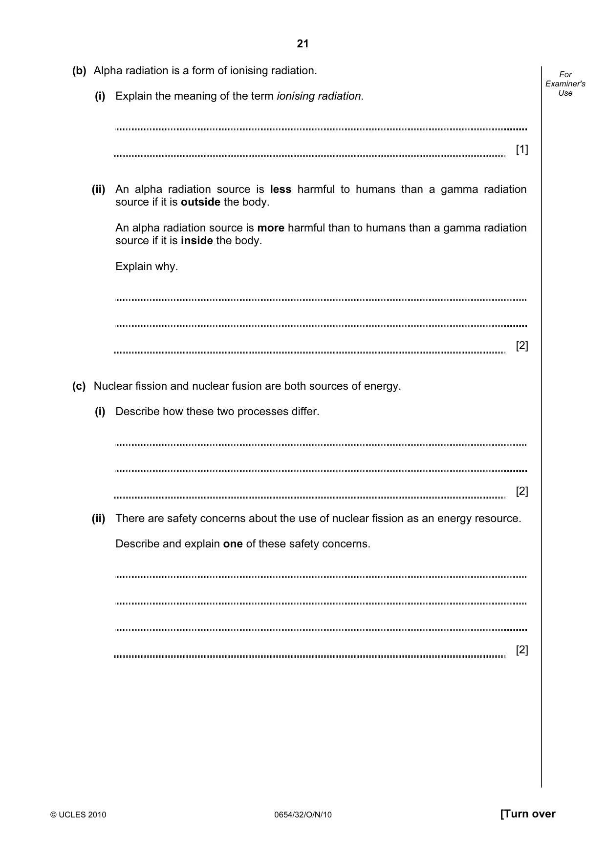 Cambridge IGCSE Sciences - Co-ordinated (Double) 0654 2010 Oct/Nov Paper 3 · Variant 2 question paper, page 21 of 28