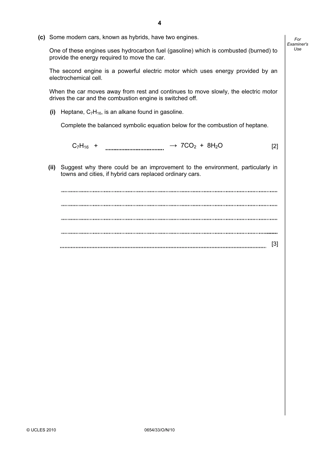 Cambridge IGCSE Sciences - Co-ordinated (Double) 0654 2010 Oct/Nov Paper 3 · Variant 3 question paper, page 4 of 28