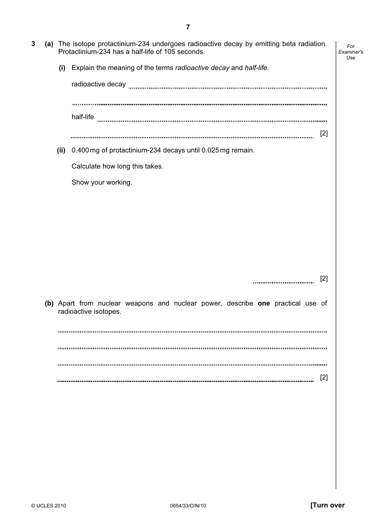 Cambridge IGCSE Sciences - Co-ordinated (Double) 0654 2010 Oct/Nov Paper 3 · Variant 3 question paper, page 7 of 28