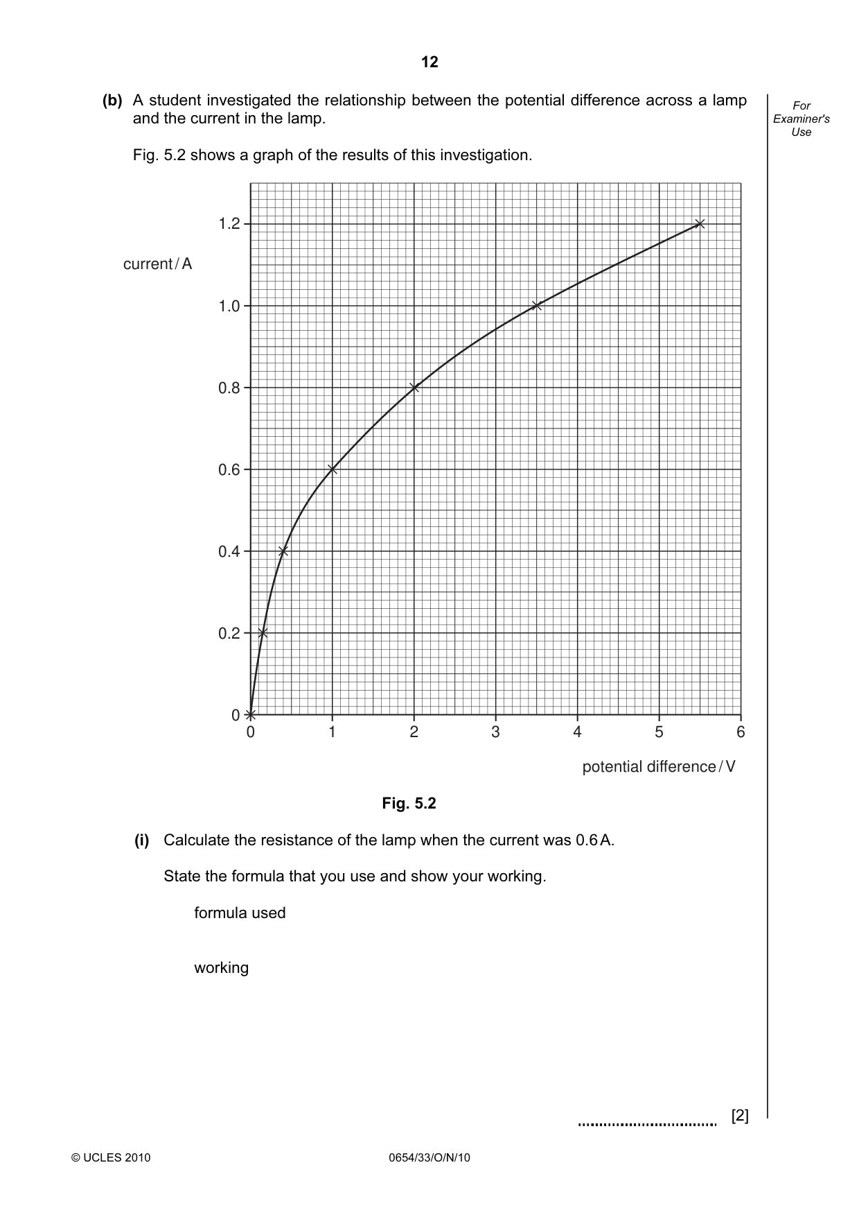 Cambridge IGCSE Sciences - Co-ordinated (Double) 0654 2010 Oct/Nov Paper 3 · Variant 3 question paper, page 12 of 28