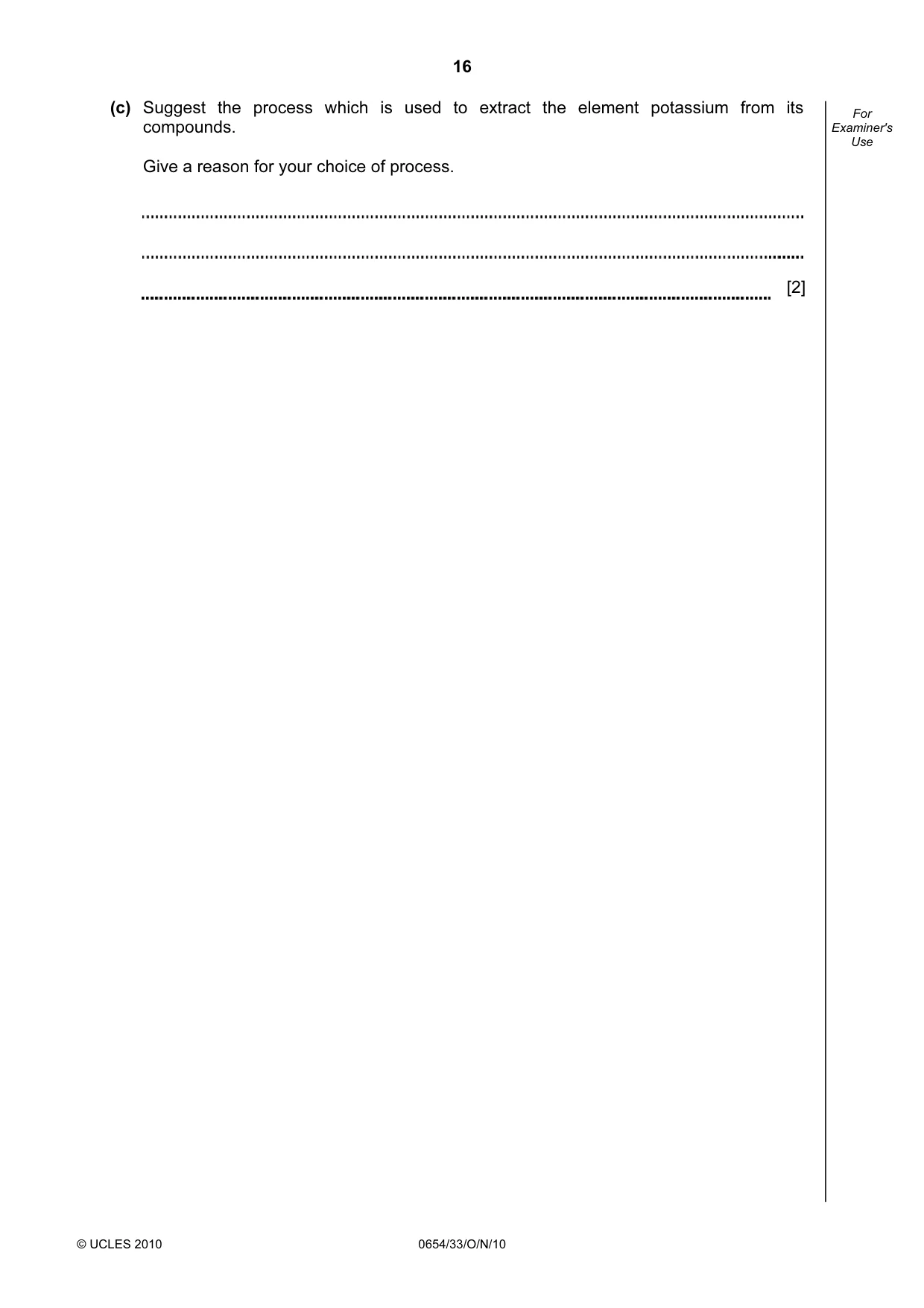 Cambridge IGCSE Sciences - Co-ordinated (Double) 0654 2010 Oct/Nov Paper 3 · Variant 3 question paper, page 16 of 28