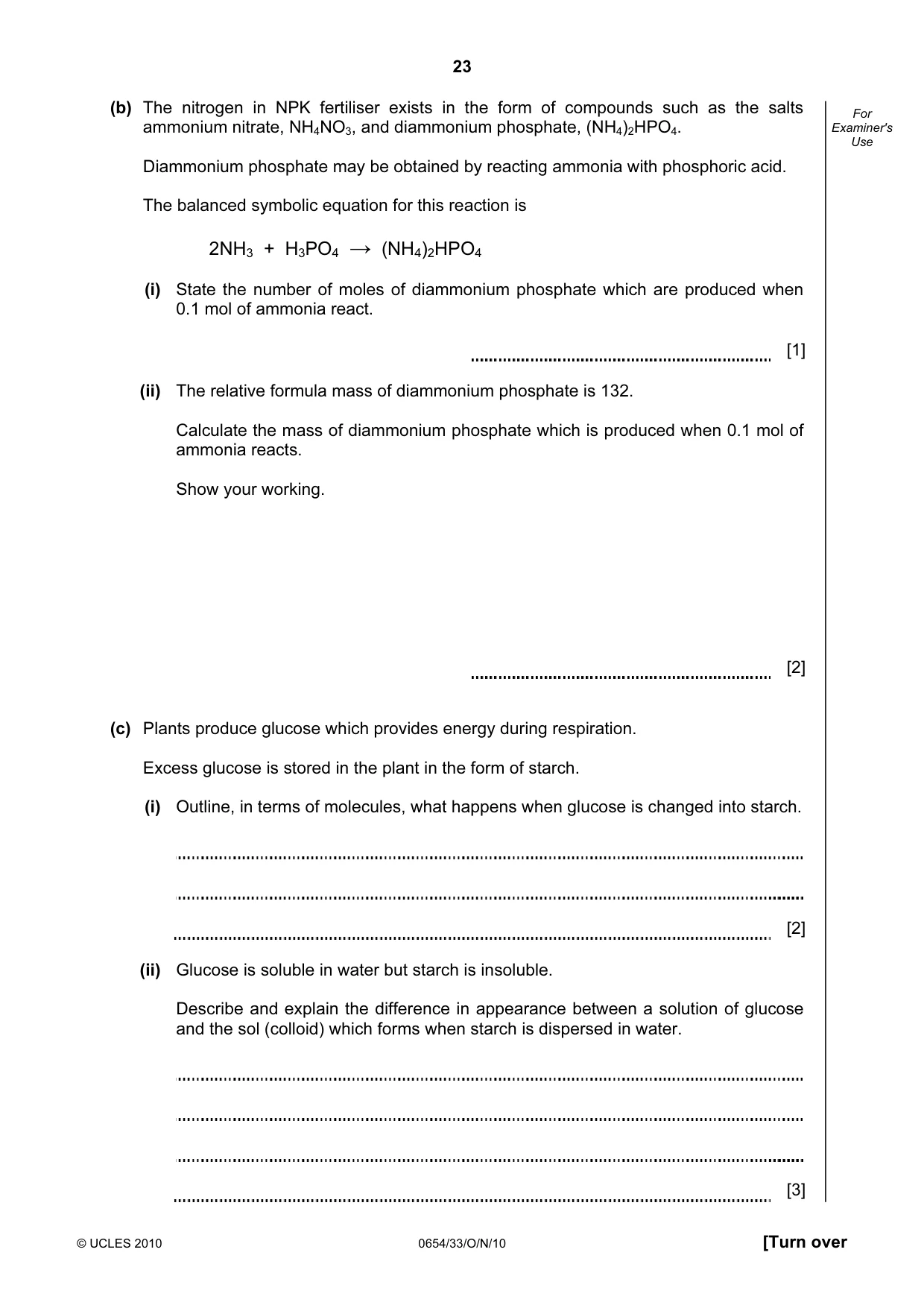 Cambridge IGCSE Sciences - Co-ordinated (Double) 0654 2010 Oct/Nov Paper 3 · Variant 3 question paper, page 23 of 28