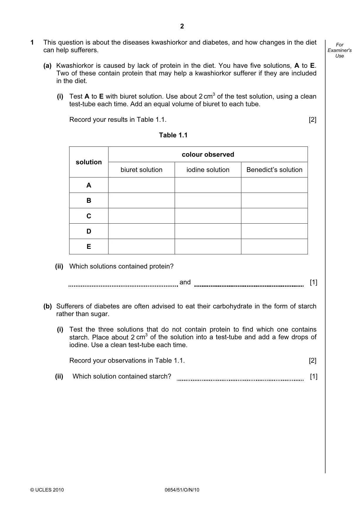 Cambridge IGCSE Sciences - Co-ordinated (Double) 0654 2010 Oct/Nov Paper 5 · Variant 1 question paper, page 2 of 12