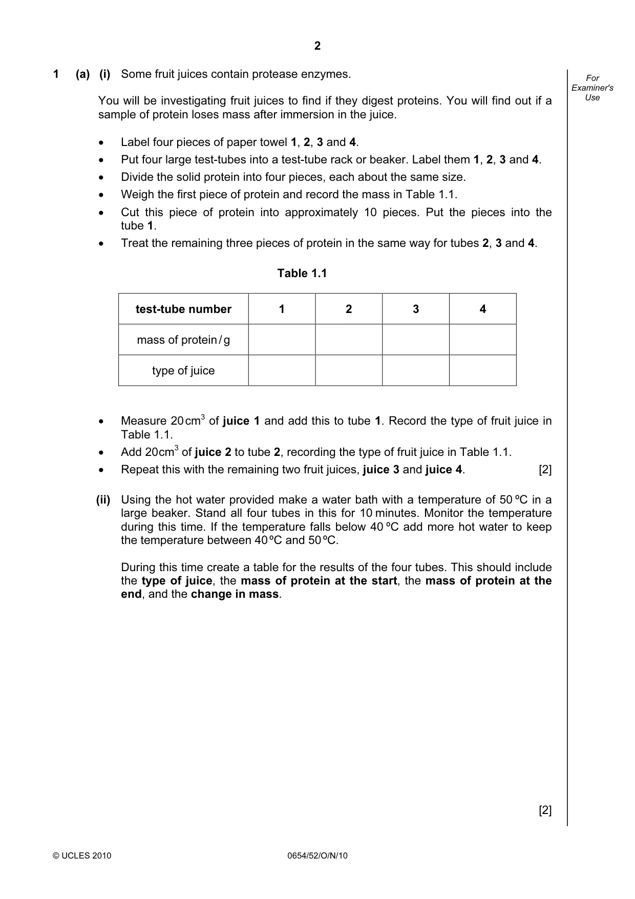 Cambridge IGCSE Sciences - Co-ordinated (Double) 0654 2010 Oct/Nov Paper 5 · Variant 2 question paper, page 2 of 12