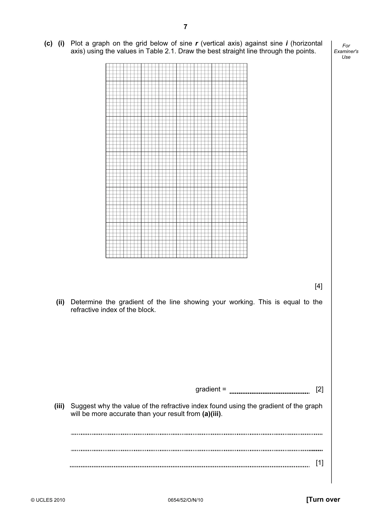 Cambridge IGCSE Sciences - Co-ordinated (Double) 0654 2010 Oct/Nov Paper 5 · Variant 2 question paper, page 7 of 12