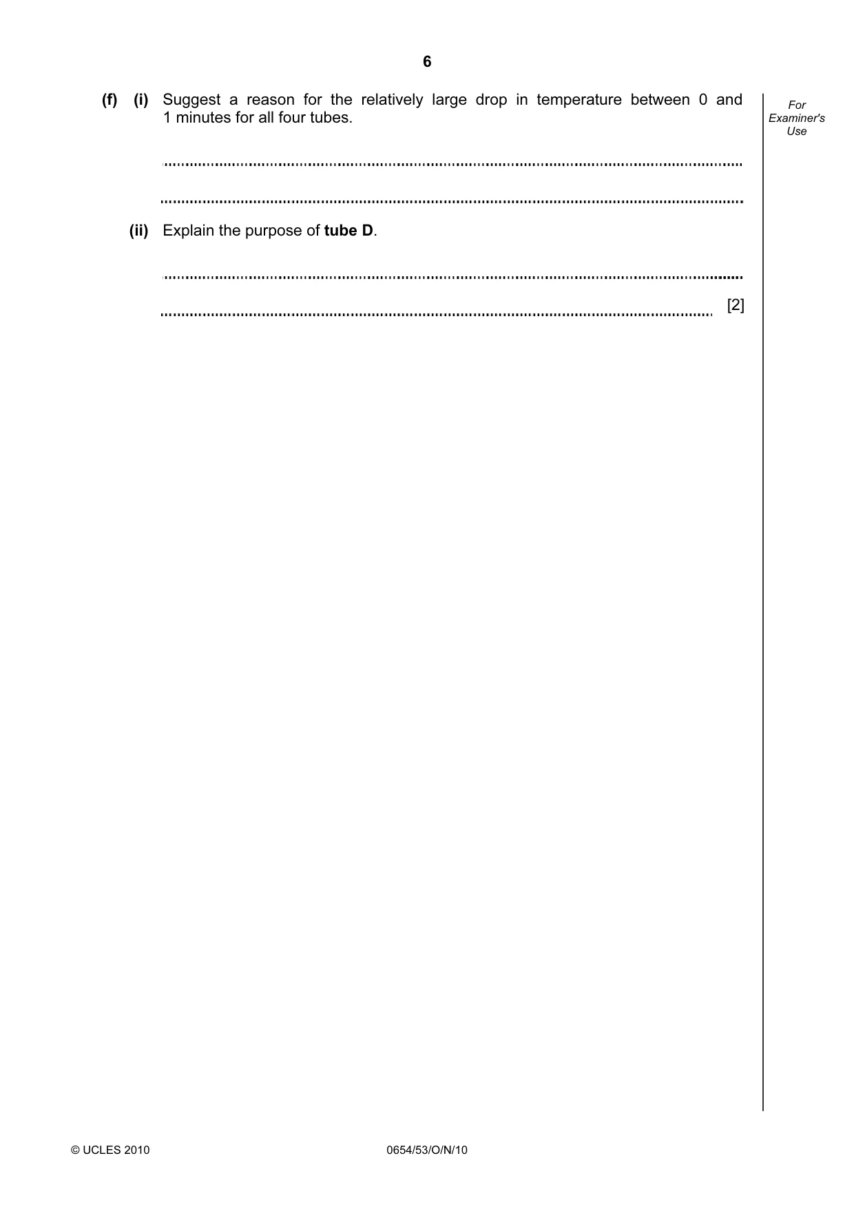 Cambridge IGCSE Sciences - Co-ordinated (Double) 0654 2010 Oct/Nov Paper 5 · Variant 3 question paper, page 6 of 16