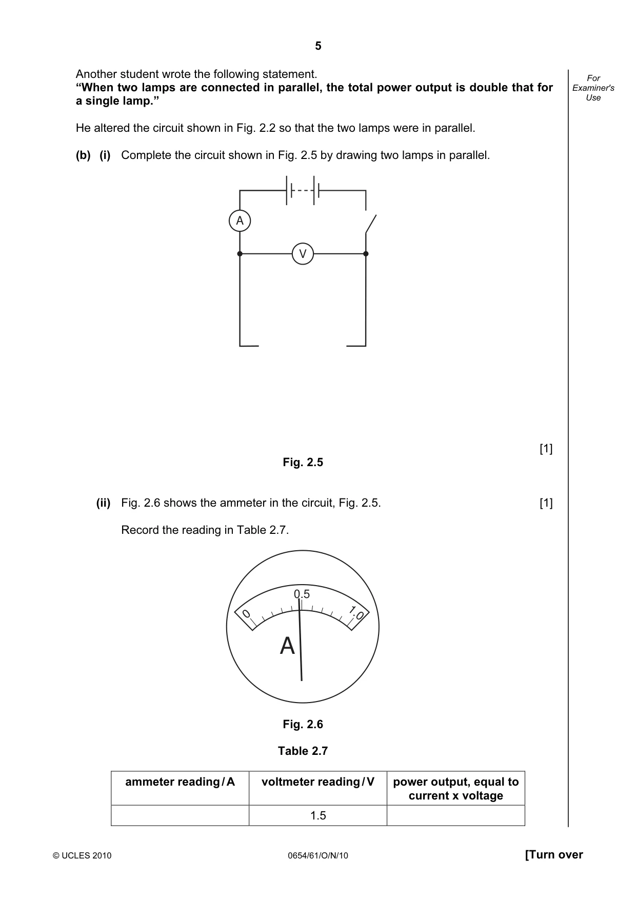 Cambridge IGCSE Sciences - Co-ordinated (Double) 0654 2010 Oct/Nov Paper 6 · Variant 1 question paper, page 5 of 16